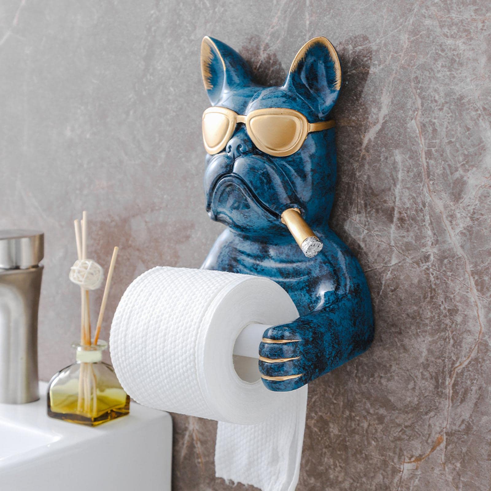 Cartoon Dog Paper Towel Holder & Tissue Dispenser - Cute Bathroom Decor for Kitchen, Washroom, Hotel | Blue Animal Sculpture Organizer - Perfect for Home, Office, and Restaurant Use