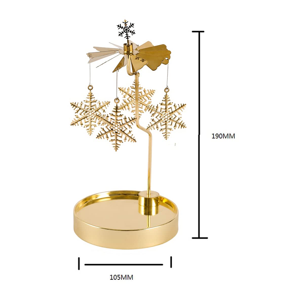 Rotating Candle Holder with Deer Design - Elegant Spinning Candlestick Set for Romantic Weddings, Christmas Decor, Fireplace & Table Centerpiece - Perfect Holiday Gift for Candle Lovers (Snowflake Theme) - Creates Cozy Ambiance for Dinner Parties, Relaxing Baths & Winter Evenings