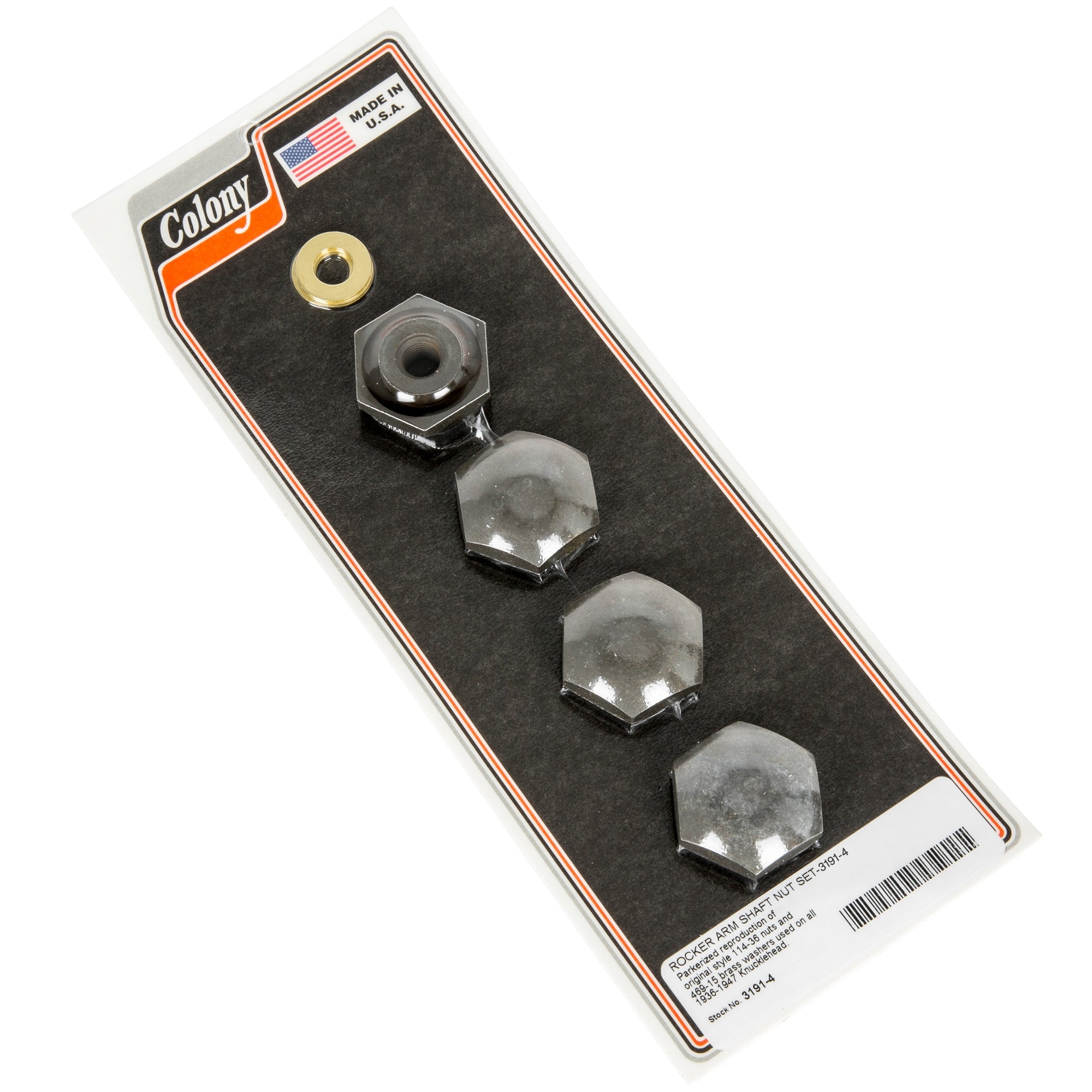 1936-1947 Harley Davidson Knucklehead Rocker Arm Shaft Nut Set (4-Piece) - Parkerized Finish for Enhanced Durability - Perfect for Engine Rebuilds & Classic Motorcycle Restoration Projects