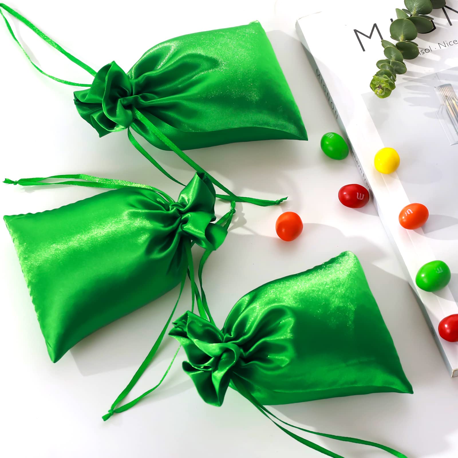 4x6 Inch Satin Drawstring Bags - Elegant Wedding Favor Pouches, Jewelry Gift Bags for Baby Shower, Christmas, Birthday & Party Favors (Green) | Perfect for Business Events, Bridal Accessories & Special Occasion Gifts