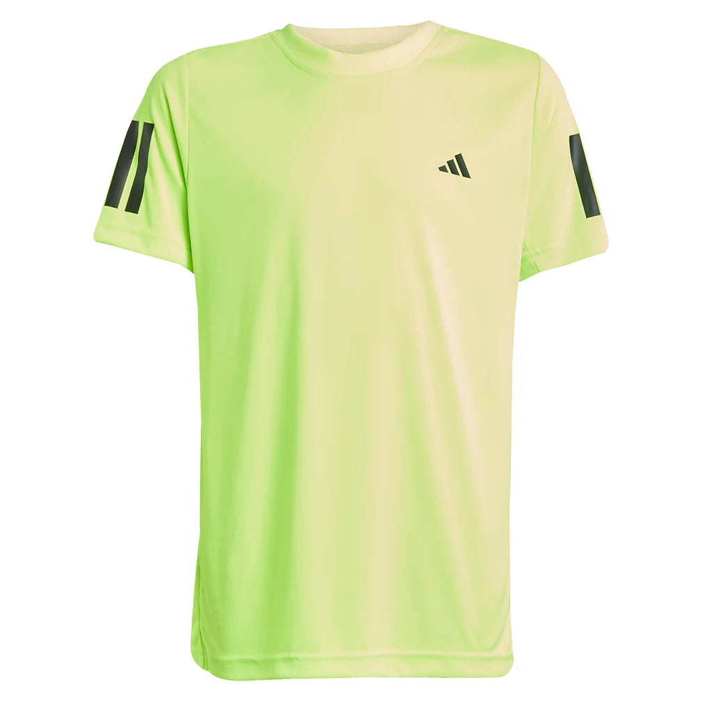 Boys' Club 3 Stripe Tennis Tee in Lucid Lemon - Comfortable Youth Sports Shirt for Tennis, School & Casual Wear