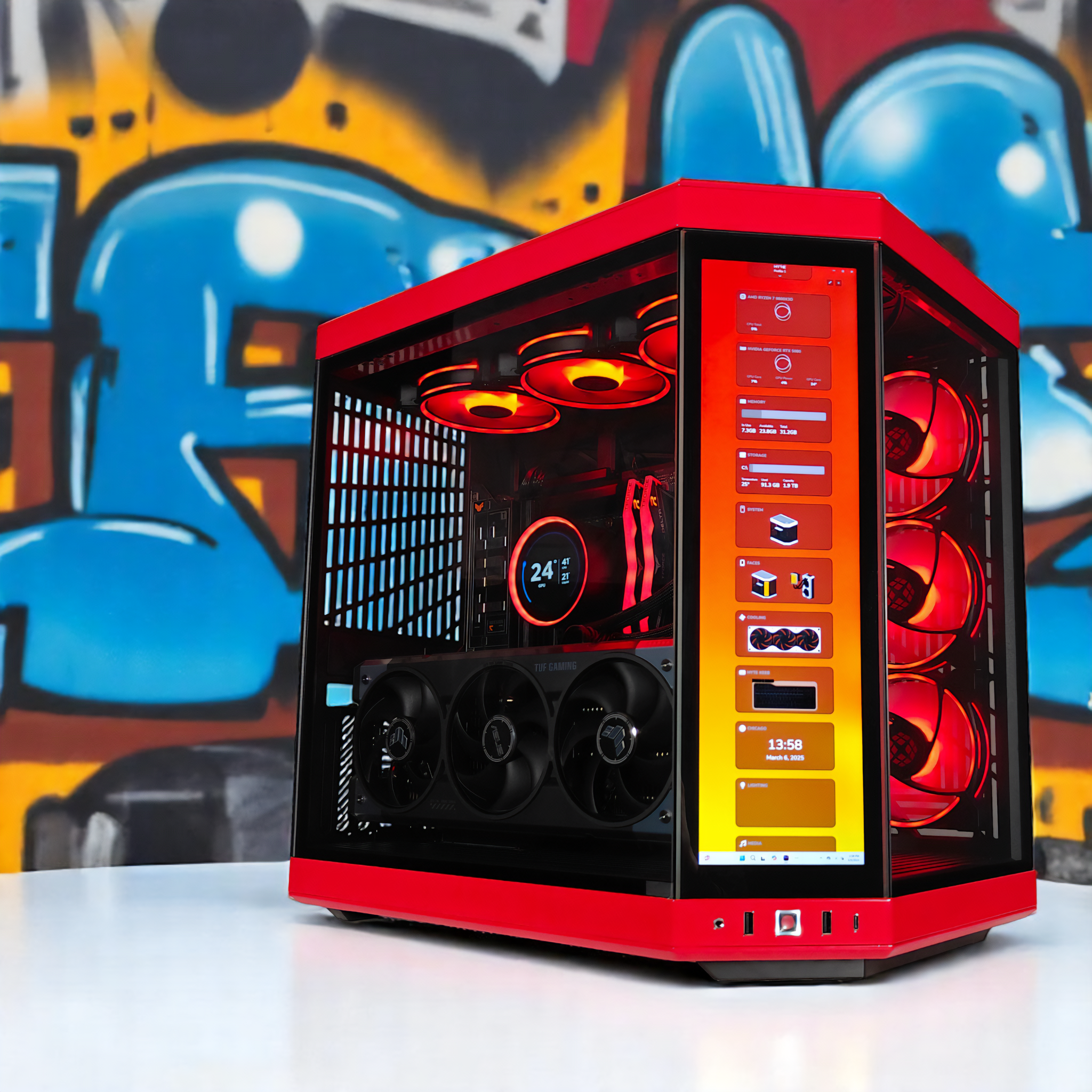 Y70 Red Eye Ultimate X3D Gaming PC - AMD Ryzen Processor, RTX Graphics, Ready to Ship for Esports & VR Gaming