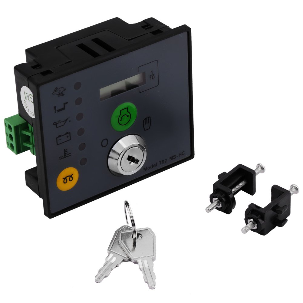 Manual Start Generator Controller Panel with LCD Display & Keys - Generator Control Module for Manual Start/Stop - Perfect for Home Backup Power, RV, Camping & Emergency Use