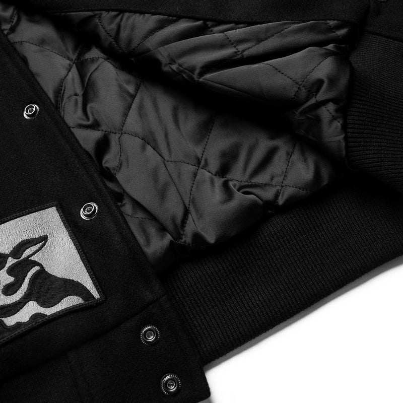 Parra Dog Faced Varsity Jacket - Black | Vintage-Inspired Baseball Jacket for Men & Women | Perfect for Streetwear, Casual Outfits & Skate Style