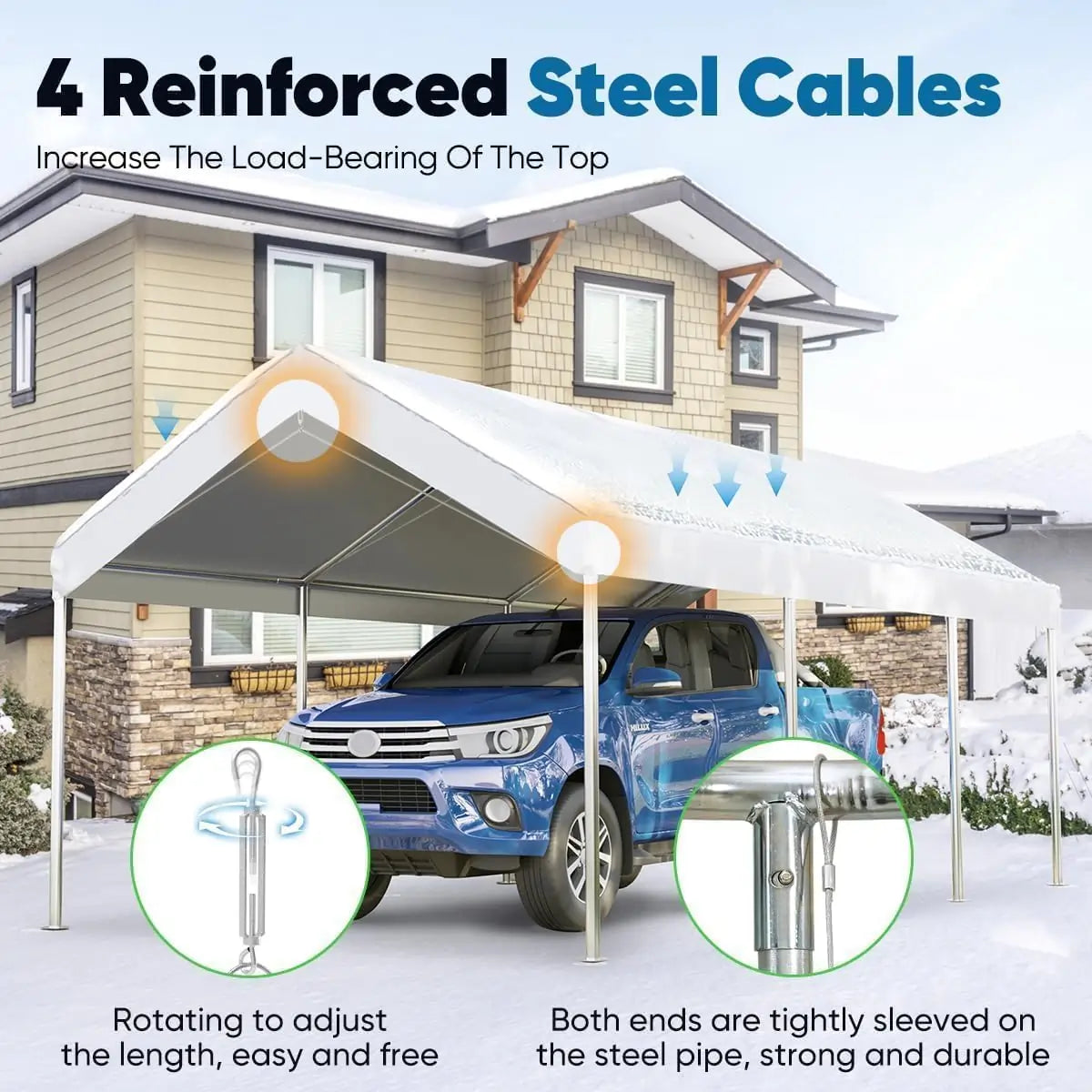 20'x10' & 20'x12' Heavy Duty Carport Canopy Shelter - Weatherproof Outdoor Car Cover for Vehicles, RV, Boat - Perfect for Driveway, Backyard & Storage Protection