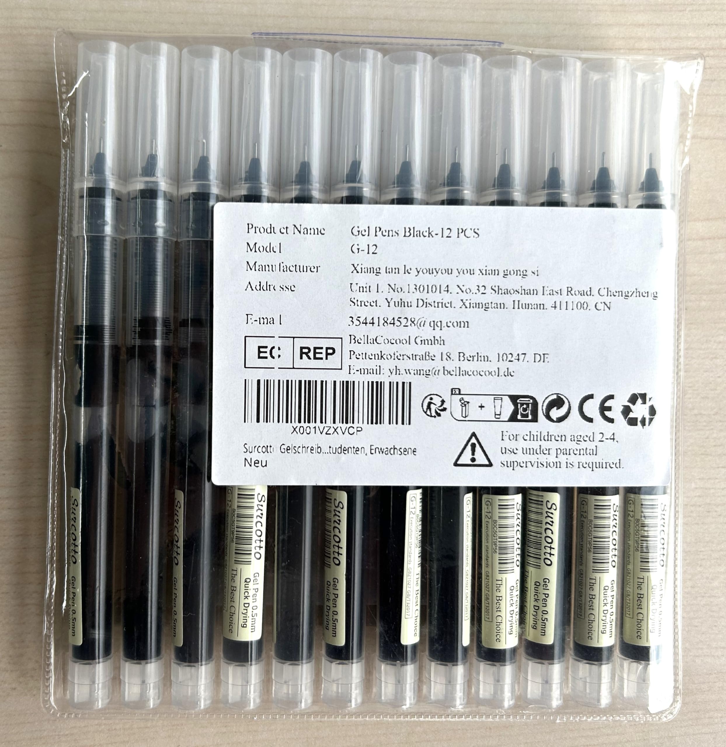 Surcotto 12-Pack 0.5mm Black Gel Pens - Ultra Fast Drying Smooth Writing Pens for School, Office & Art - Perfect for Note Taking, Journaling, Sketching & Document Signing
