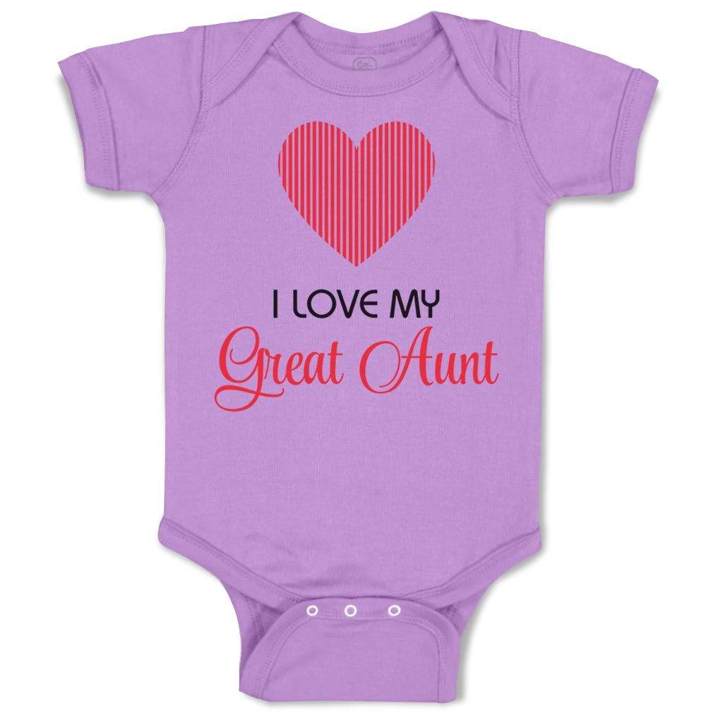 Cute Rascals Baby Bodysuit - Funny Cotton Lavender Outfit for Newborn Boys & Girls - I Love My Great Aunt Design - Perfect for Family Gatherings & Photo Shoots