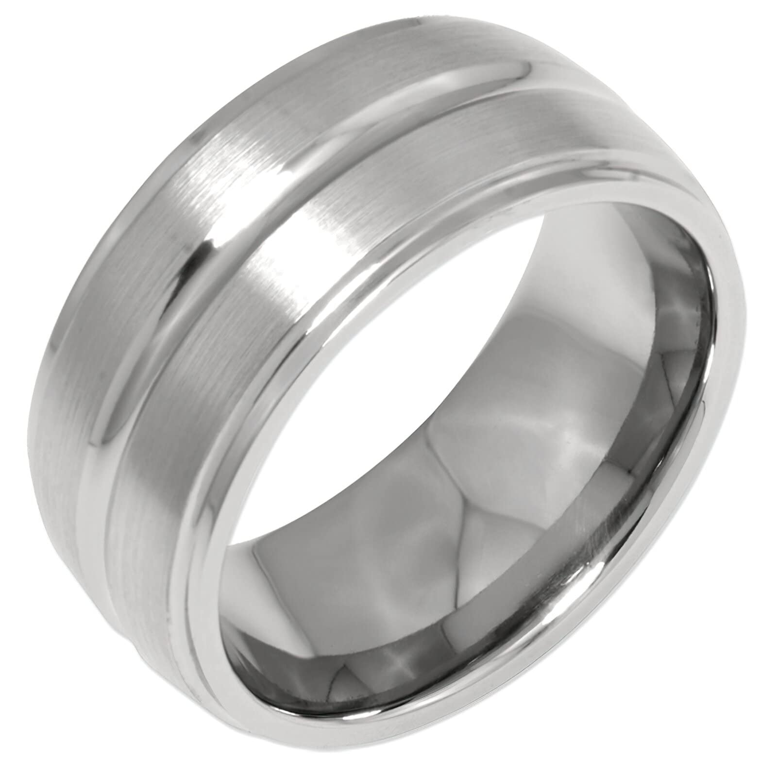 10mm Titanium Men's Wedding Band - Size 10 Comfort Fit Grooved Design - Perfect for Everyday Wear & Special Occasions