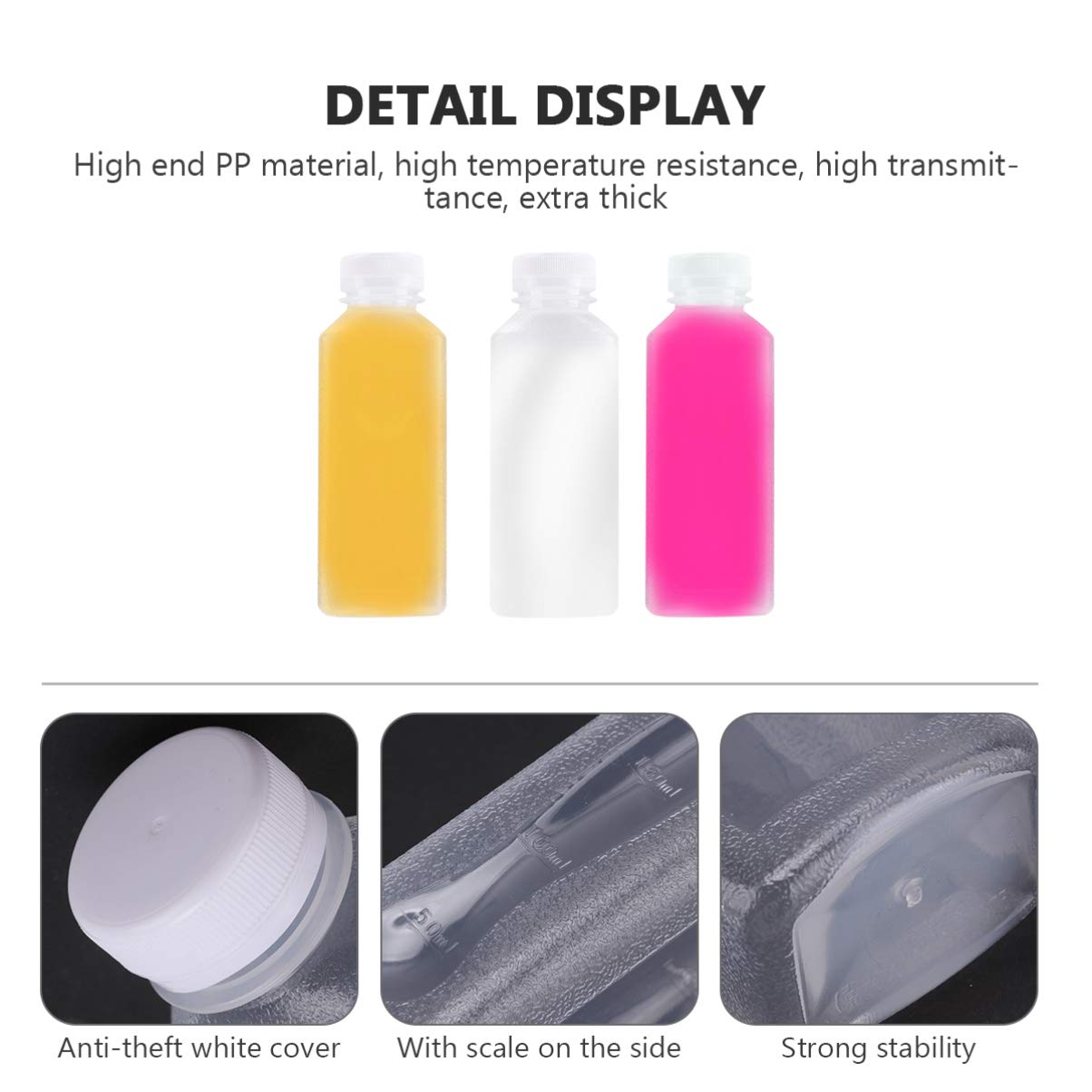 Hemoton 10-Pack Clear Plastic Milk Bottles with Lids - BPA-Free Reusable Drink Containers for Kids, Travel, Tea, Juice & Water Storage | Sustainable PP Jugs for Home, School & Picnics