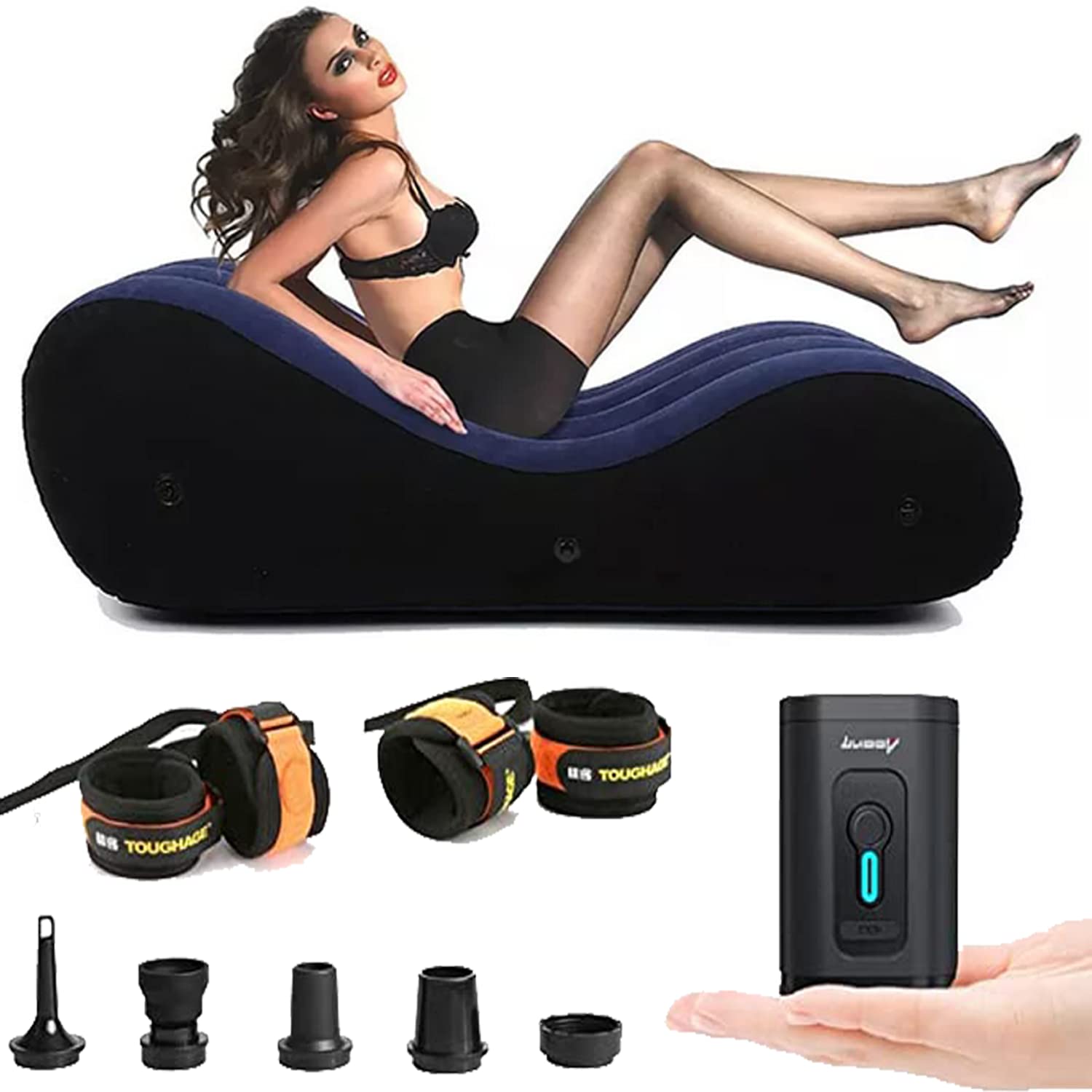 Inflatable BDSM Bondage Sofa with Auto Air Pump - Adult Sex Furniture for Couples, G-Spot Stimulation Chair, Sex Toy Accessory for Spicing Up Bedroom Play & BDSM Scenes