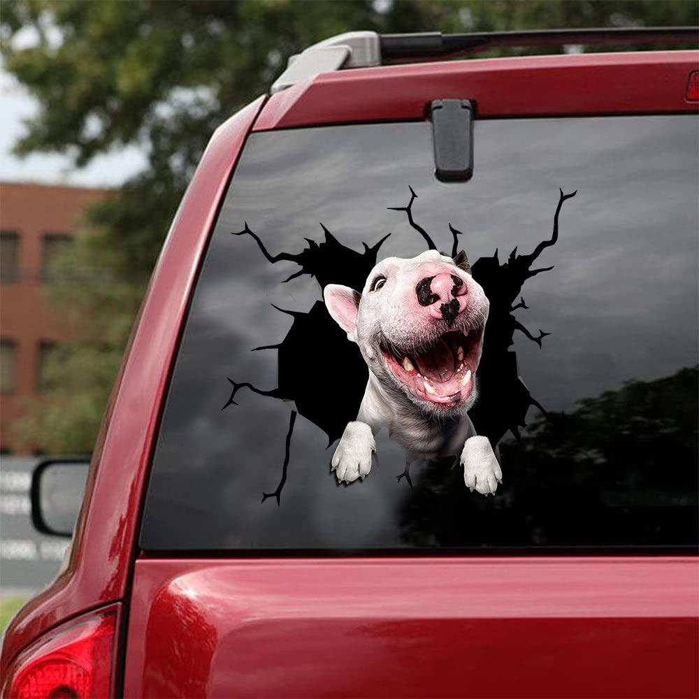 Bull Terrier Dog Car Decals - Cracked & Broken Design Vinyl Stickers for Windows, Cars & Trucks - Perfect Gift for Bull Terrier Lovers - Great for Personalizing Vehicles, Showcasing Pet Love & Adding Humor to Your Ride