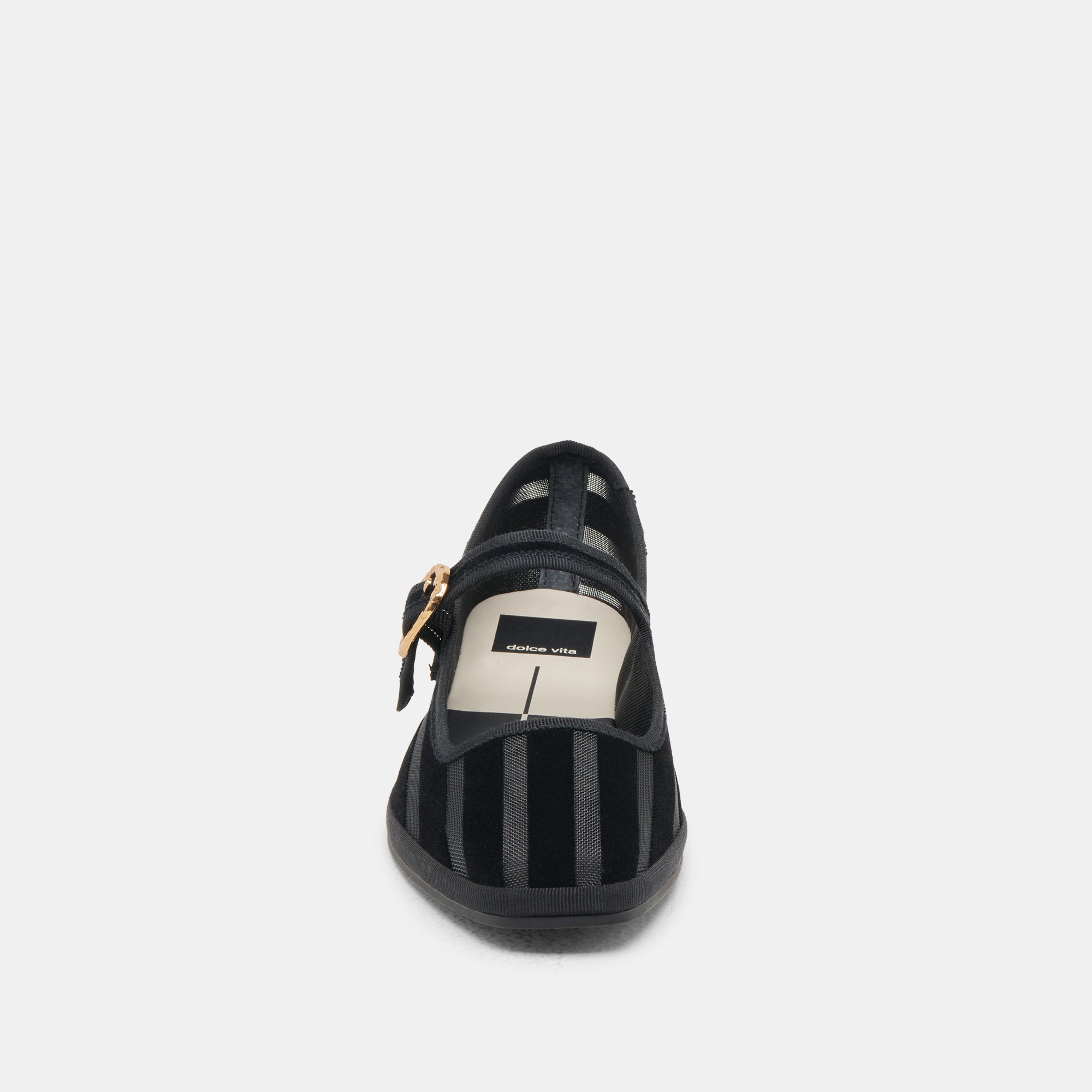 TAMEKA Women's Ballet Flats - Black Stripe Mesh Comfortable Slip-On Shoes for Work, Casual & Travel