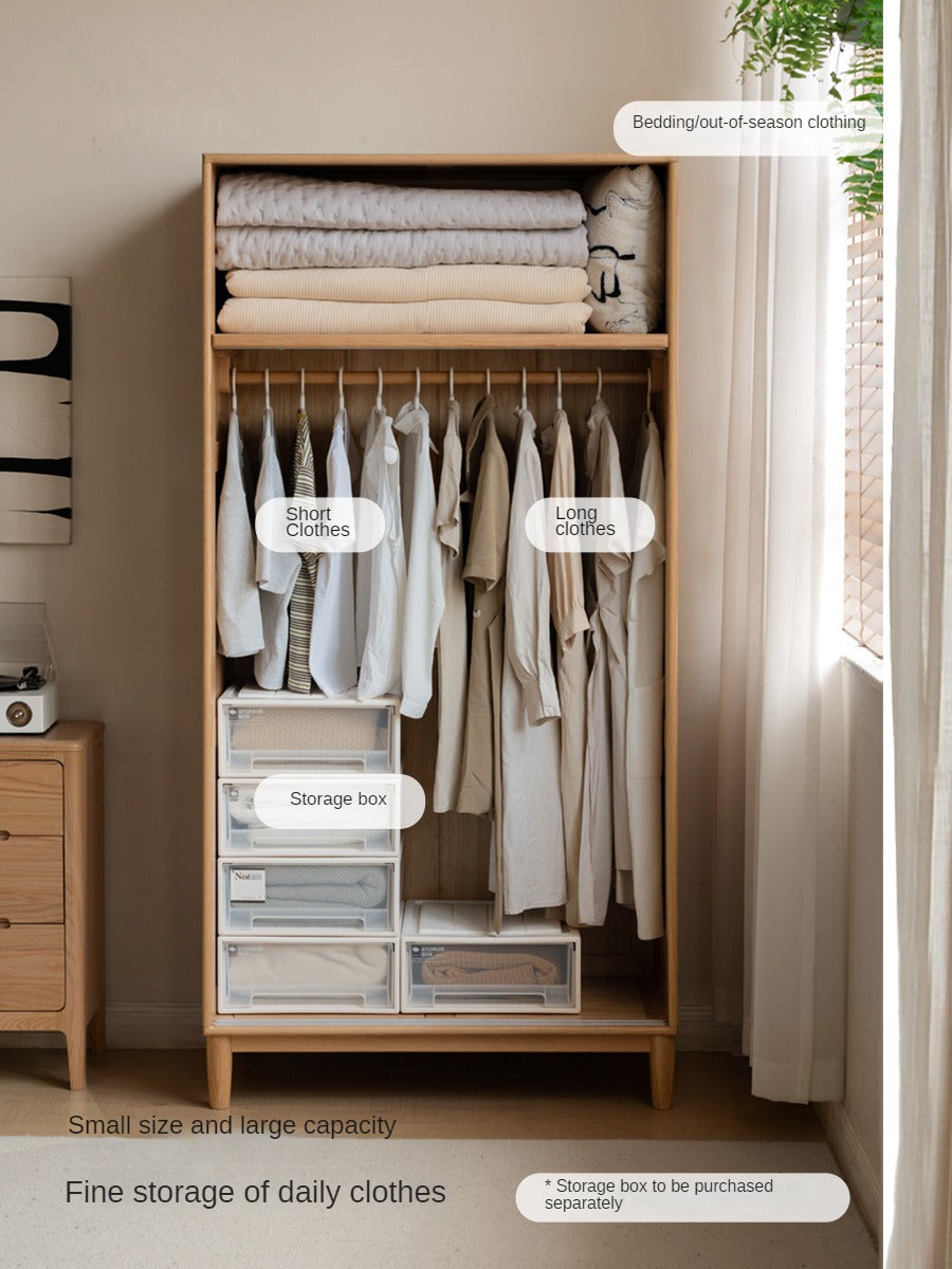 Solid Oak Wood Sliding Door Wardrobe Closet - Modern & Spacious Storage for Bedroom, Living Room, or Walk-In Closet