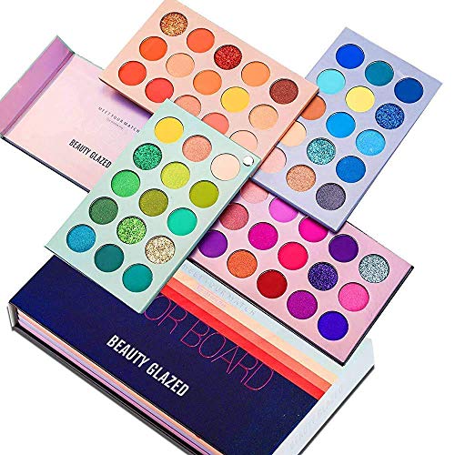 GLOW FIRST 60 Color Eyeshadow Palette - High Pigmented Professional Matte & Shimmery Makeup Palette with Highlighters for Day & Night Looks | Perfect for Parties, Weddings & Everyday Glam