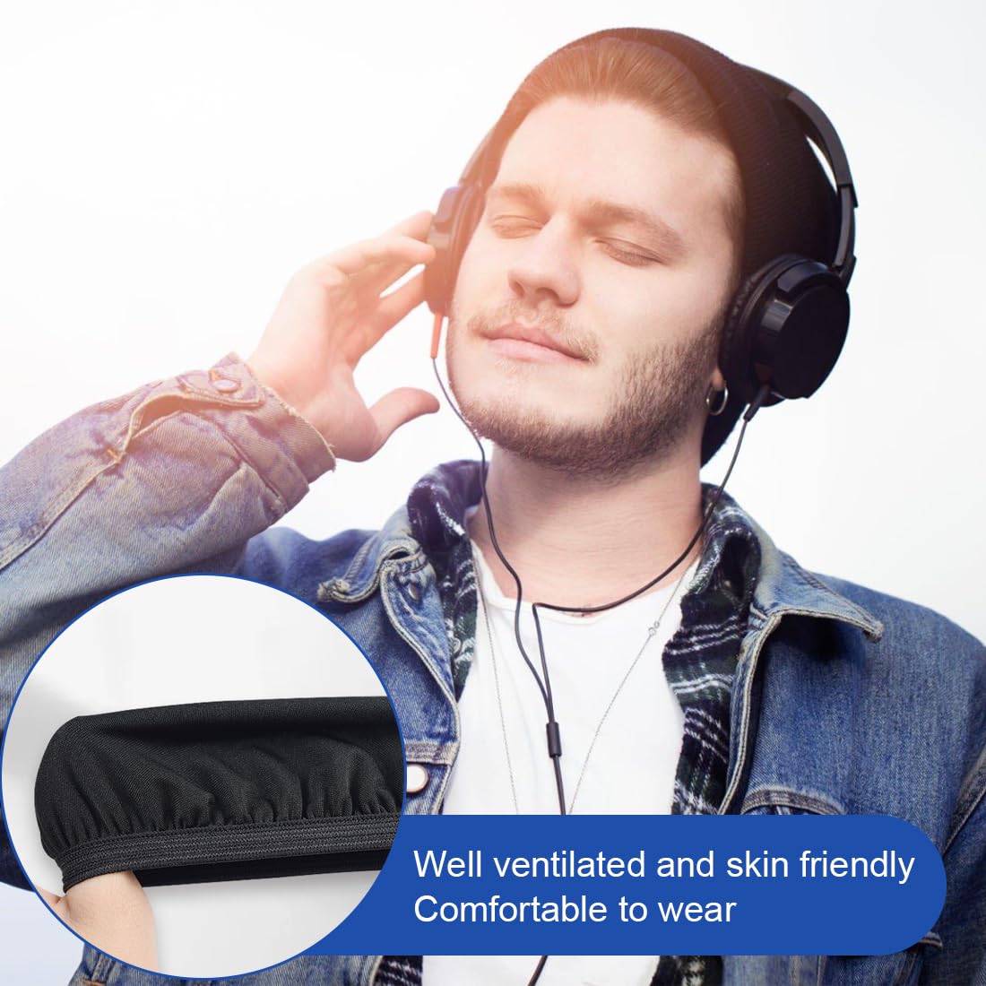 EIHI 3 Pairs Headphone Covers, Hygienic Earpad Protectors for 90-105mm Headphones, Anti-Dust & Sweat-Proof Ear Cushion Covers (3 Colors) - Perfect for Gym, Travel & Shared Headphone Use