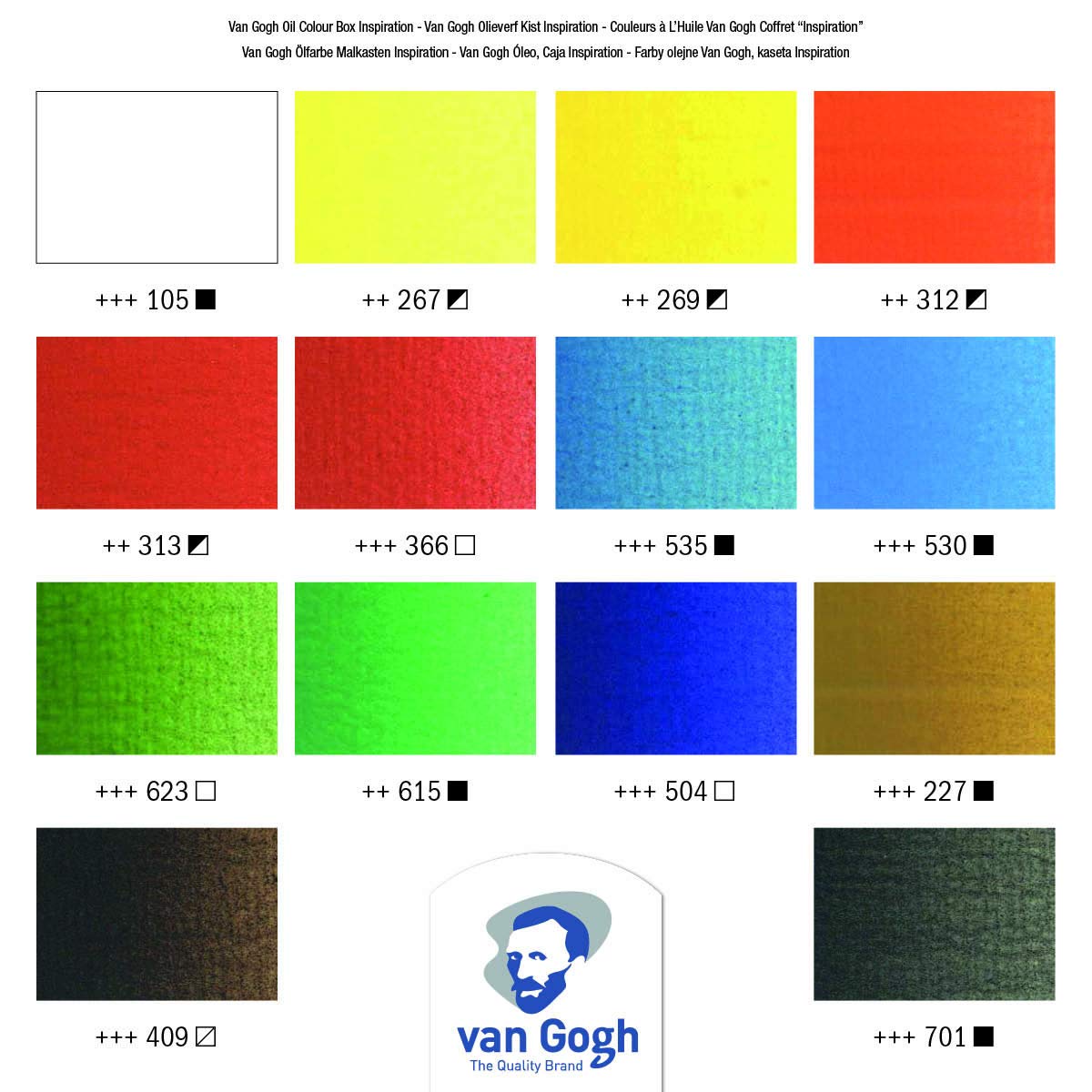 Van Gogh Oil Paint Set - 14x40ml Tubes with Premium Brushes & Wooden Storage Box - Professional Artist Supplies for Canvas Painting & Art Projects