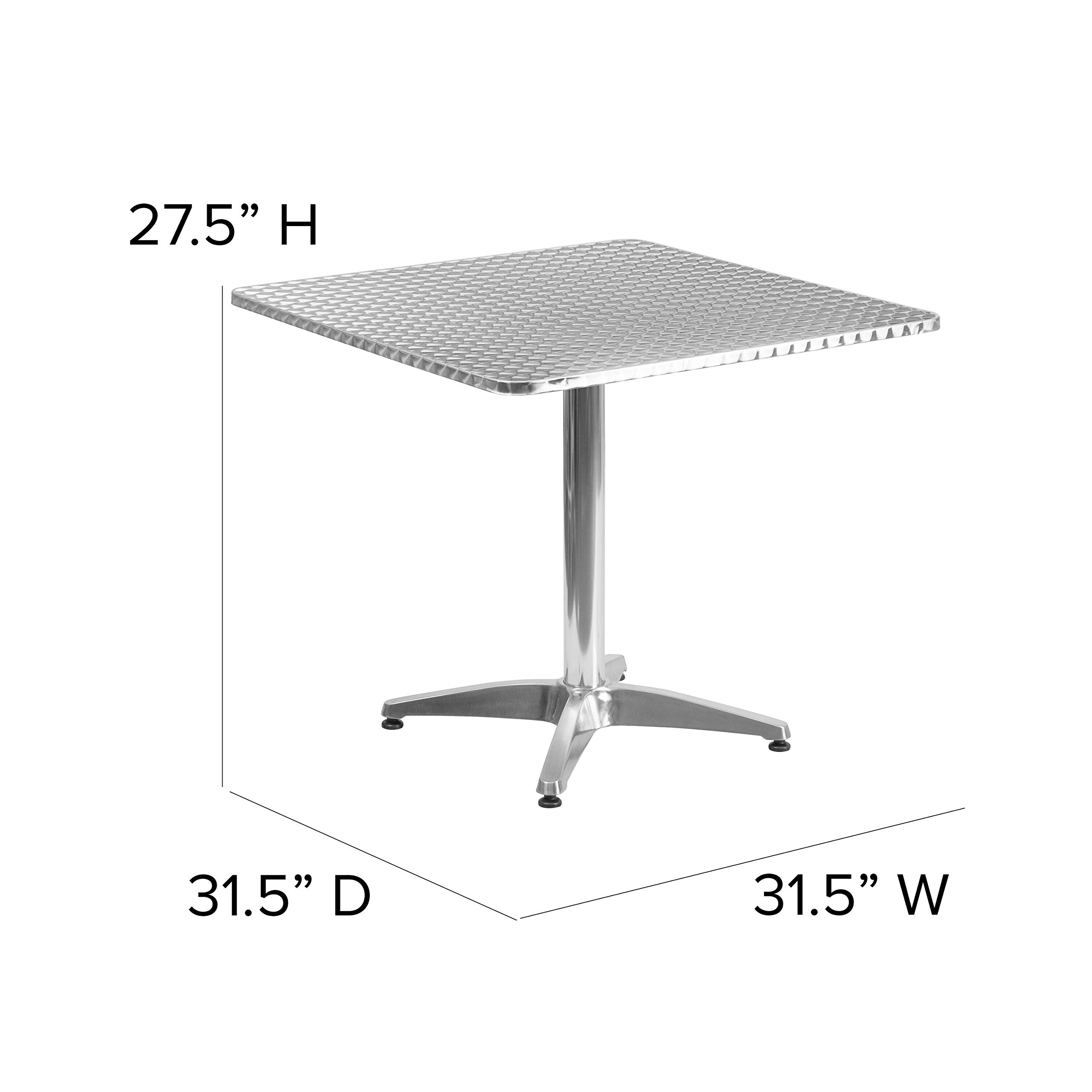 EMMA + OLIVER 31.5 Inch Square Aluminum Patio Dining Table - Weather-Resistant Indoor Outdoor Use for Garden, Poolside & Backyard Entertaining