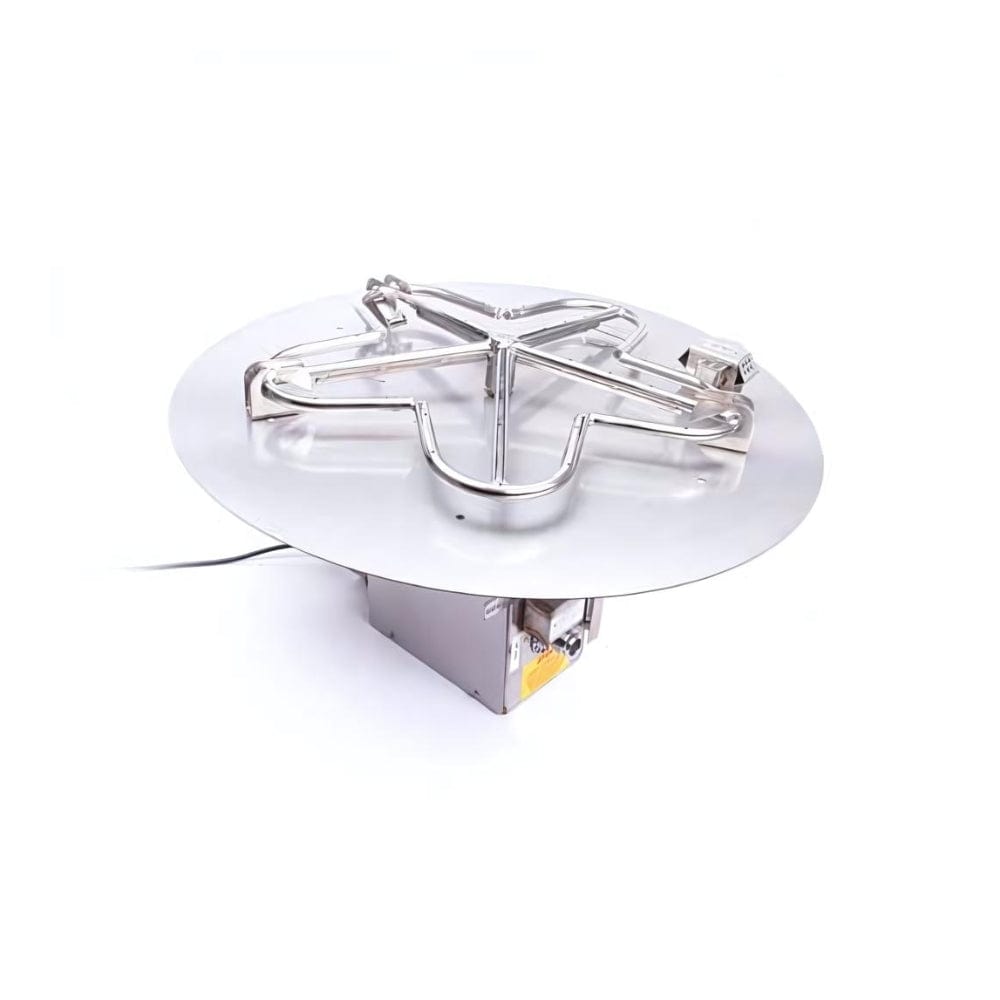 HPC Round Flat Gas Fire Pit Insert with Hi/Lo Electronic Ignition & Torpedo Burner - Outdoor Patio, Backyard, Deck Heating Solution for Camping & Gatherings