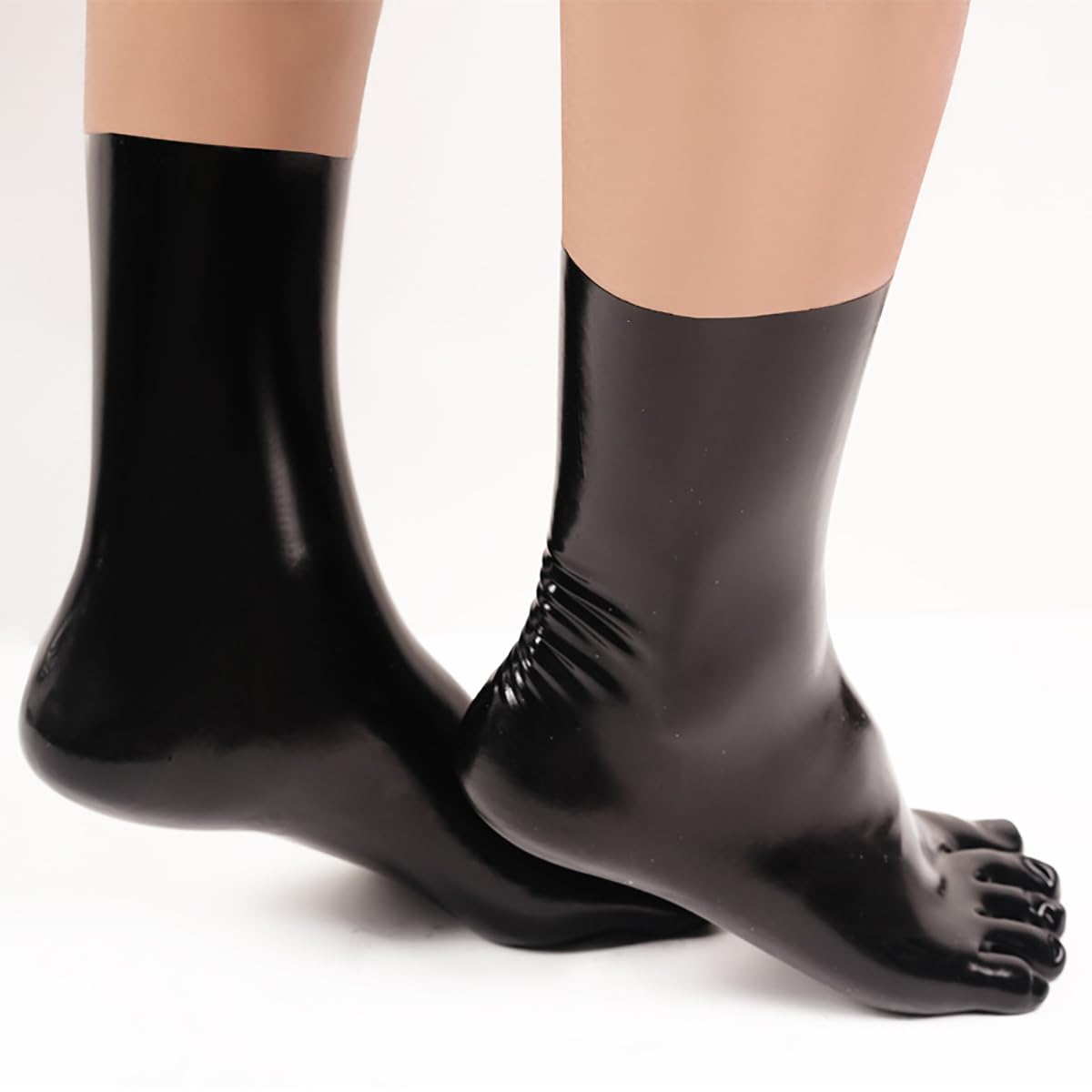 Black Latex Toe Socks - Fetish Cosplay Party Socks for Adults - Perfect for Costume Parties, Roleplay & BDSM Fashion