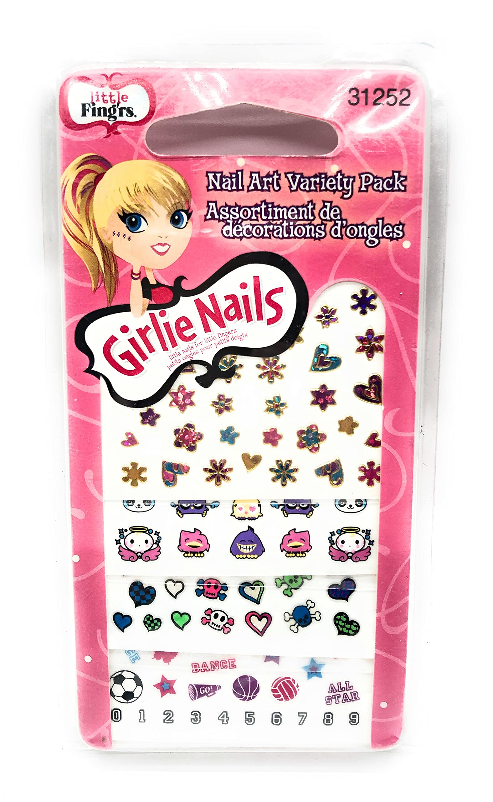 Little Fing'rs Girlie Nails Nail Art Kit - Variety Pack of 500+ Fake Nails for Girls, Kids & Teens | Perfect for Parties, Halloween Costumes & DIY Manicures
