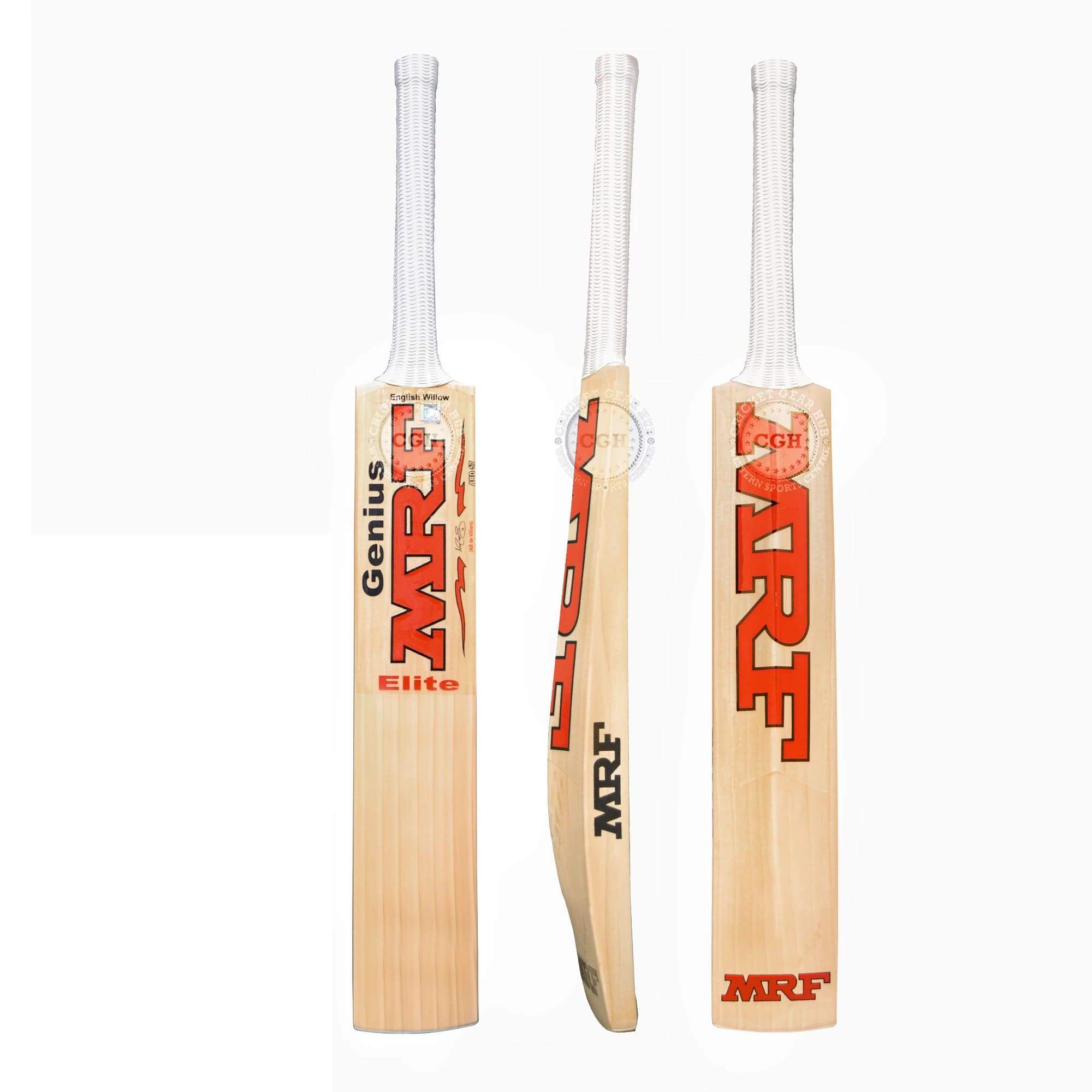 MRF Elite AB De Villiers Cricket Bat - English Willow, Short Handle, Lightweight for Power Hitting - Perfect for Professional Matches & Training Sessions
