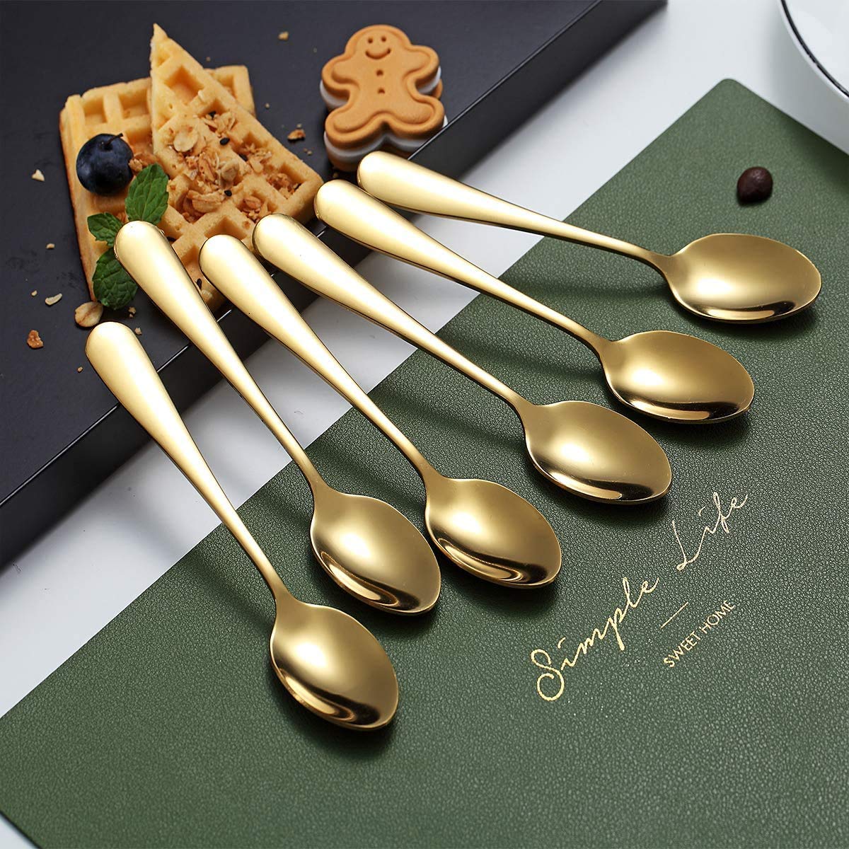 Premium Gold Coffee Spoons Set of 6 - 5.5