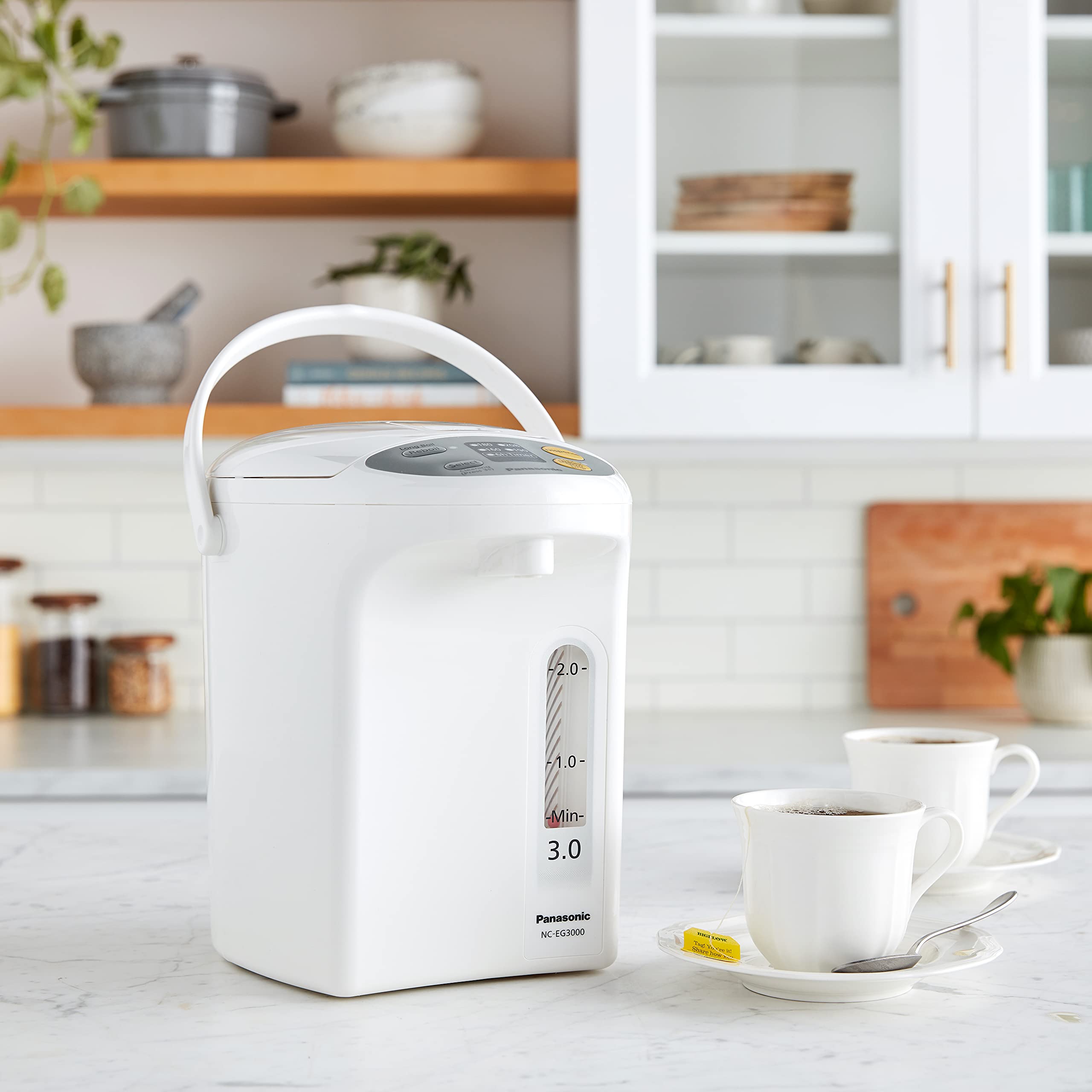 Panasonic RA41660 Electric Thermo Pot Water Boiler Dispenser NC-EG3000 - 3.2 Quart White Hot Water Dispenser with Slow-Drip Mode for Coffee, Tea, Hot Cocoa, Soups & Baby Food - Perfect for Home, Office & Kitchen Use