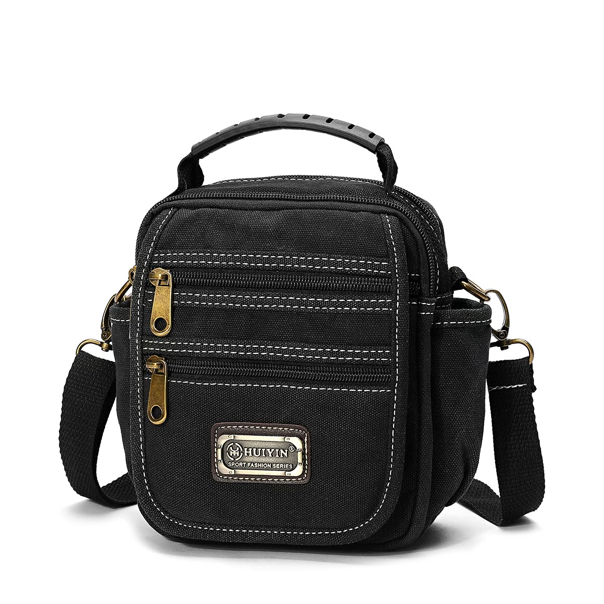 Men's Small Canvas Crossbody Phone Purse Bag - Mini Messenger Waist Belt Side Bag for Travel, Hiking & Daily Use