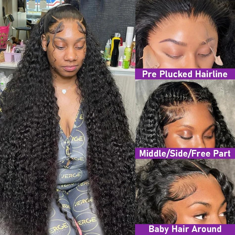 28 Inch 13X6 Deep Wave Lace Front Wigs Human Hair - 180% Density Deep Curly Human Hair Wig with Pre-Plucked Hairline & Baby Hair | Glueless HD Lace Frontal Wig for Women | Perfect for Daily Wear, Cosplay, Parties & Special Occasions