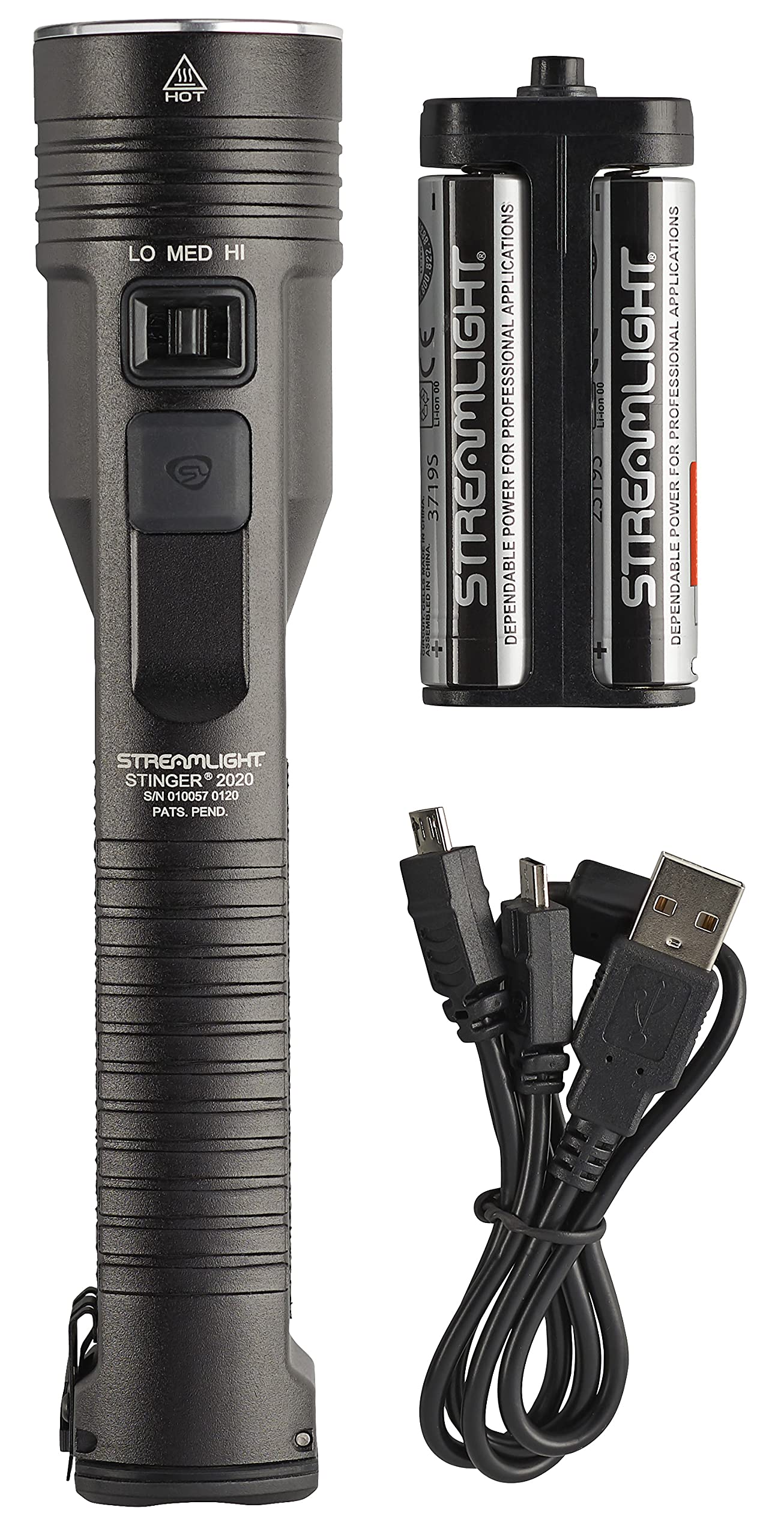 Streamlight 78100 Stinger 2020 2000-Lumen Rechargeable Professional Flashlight with USB Charging Cord (No Charger Included) - High-Power LED Tactical Light for Law Enforcement, Security & Outdoor Adventures