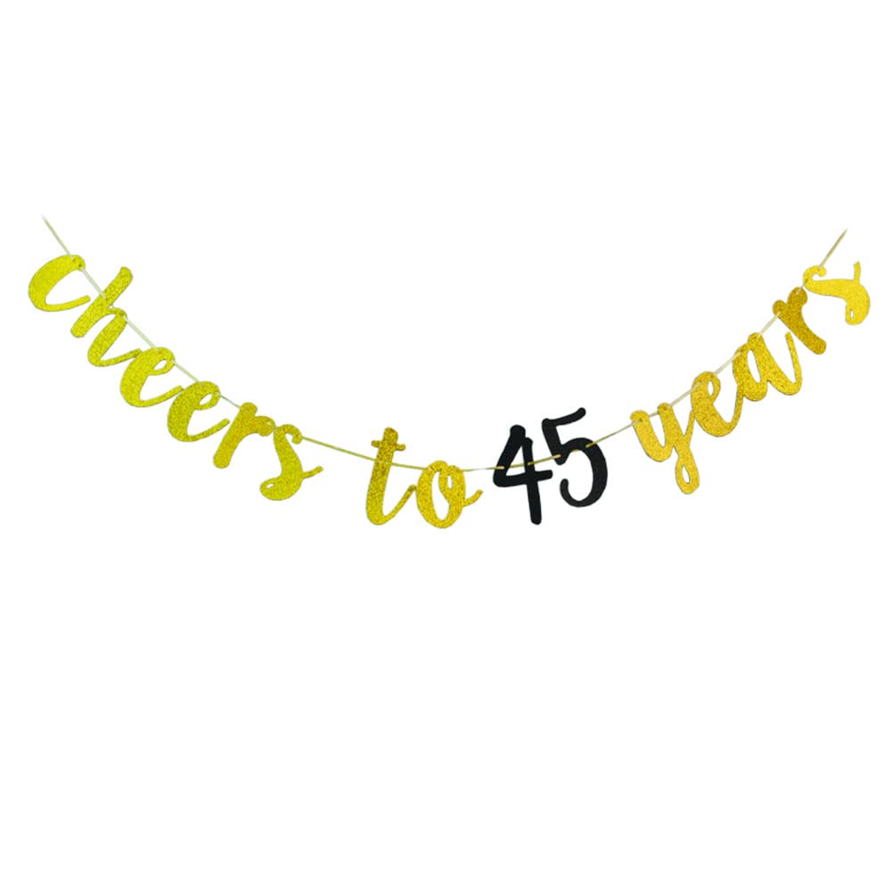 45th Birthday Party Banner - Cheers to 45 Years Sign for Anniversary Decorations | Perfect for Milestone Celebrations, Retirement Parties & Golden Jubilee Events