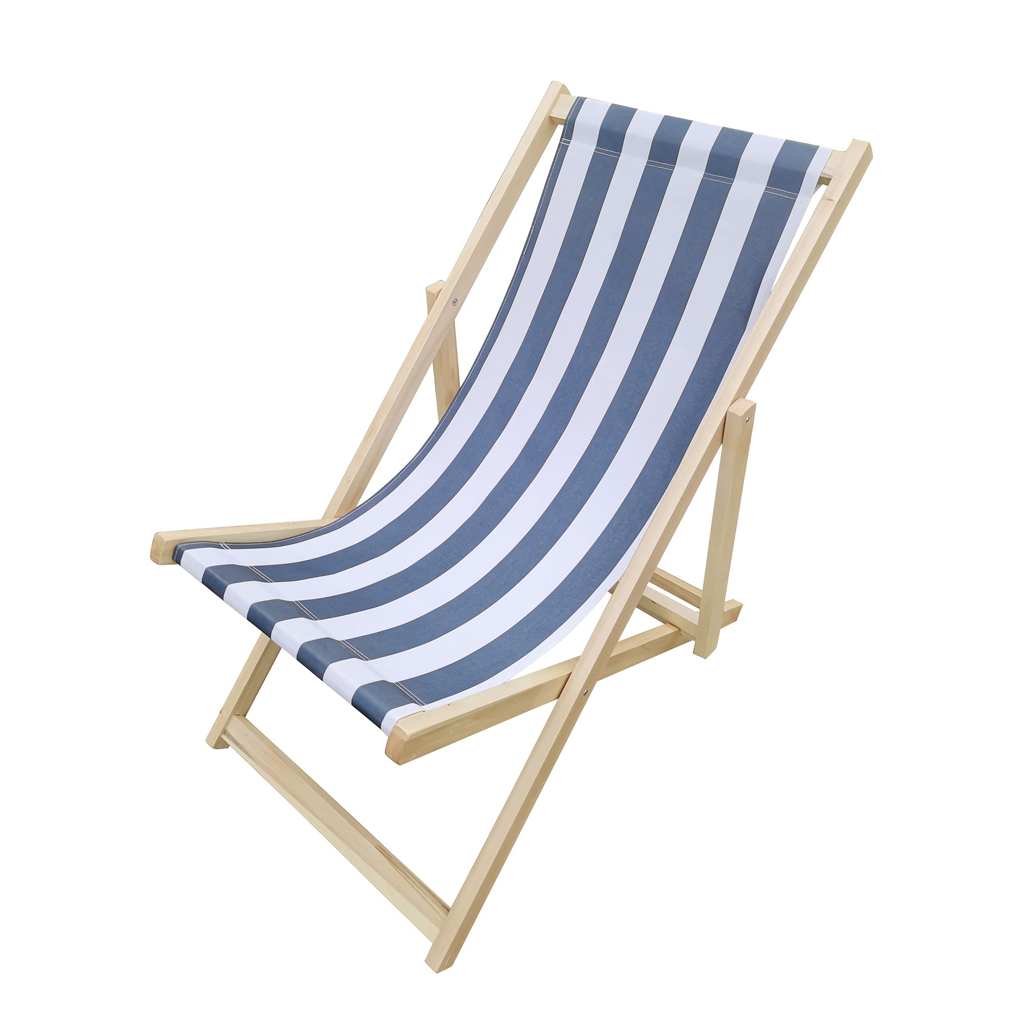 Wooden Folding Beach Sling Chair - Adjustable Solid Wood Frame with Polyester Canvas - Outdoor Lounge Chair for Patio, Camping, Sports & Beach Relaxation | Perfect for Backyard, Poolside & Vacation Getaways