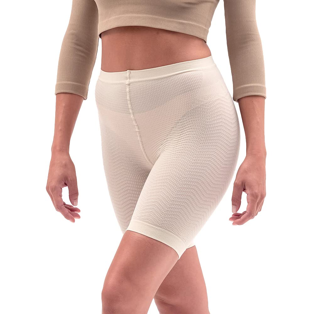 SOLIDEA Women's Magic Panty Micromassaging Sport Shorts - Workout, Gym & Under Dress Shorts for Women (Champagne, Size 10) | Perfect for Yoga, Running & Everyday Comfort