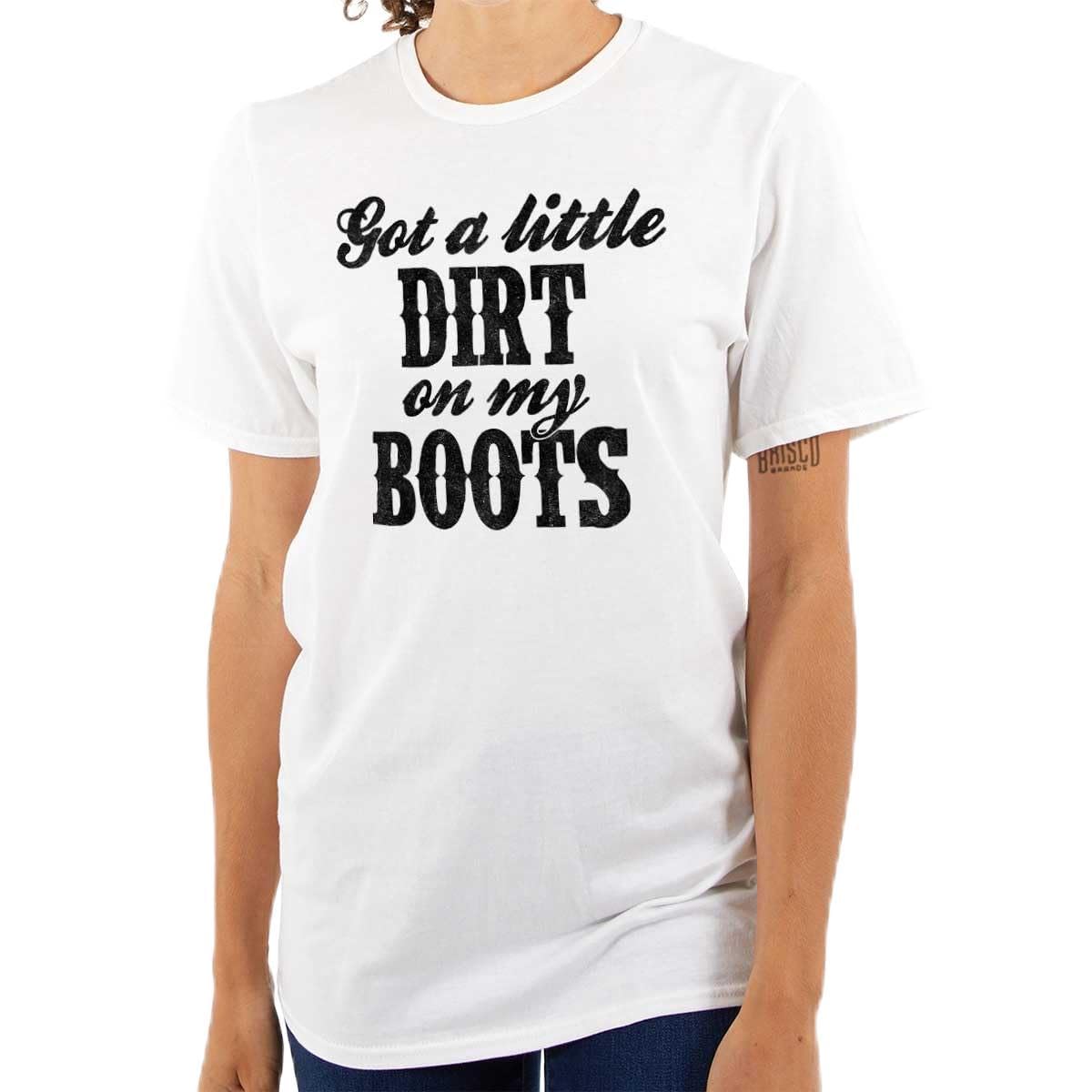 Brisco Brands Southern Women's Cute Graphic T-Shirt - Little Dirt Boots Design - Comfortable Cotton Tee for Casual Wear, Country Outfits & Southern Style Fashion