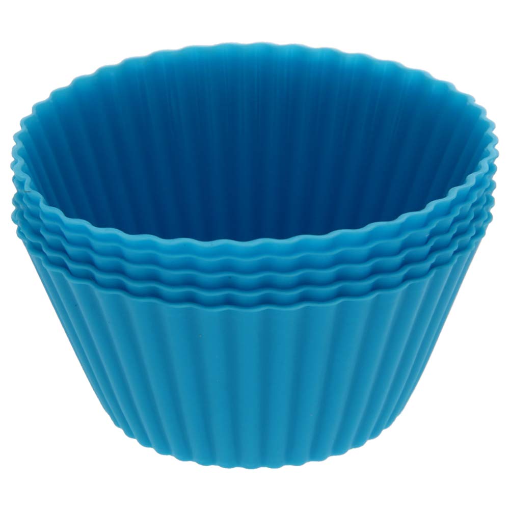 Utoolmart Reusable Silicone Baking Cups - 5-Piece Non-Stick Sky Blue Cupcake Molds for Baking, Party, Halloween & Christmas | Perfect for Muffins, Cupcakes & Desserts