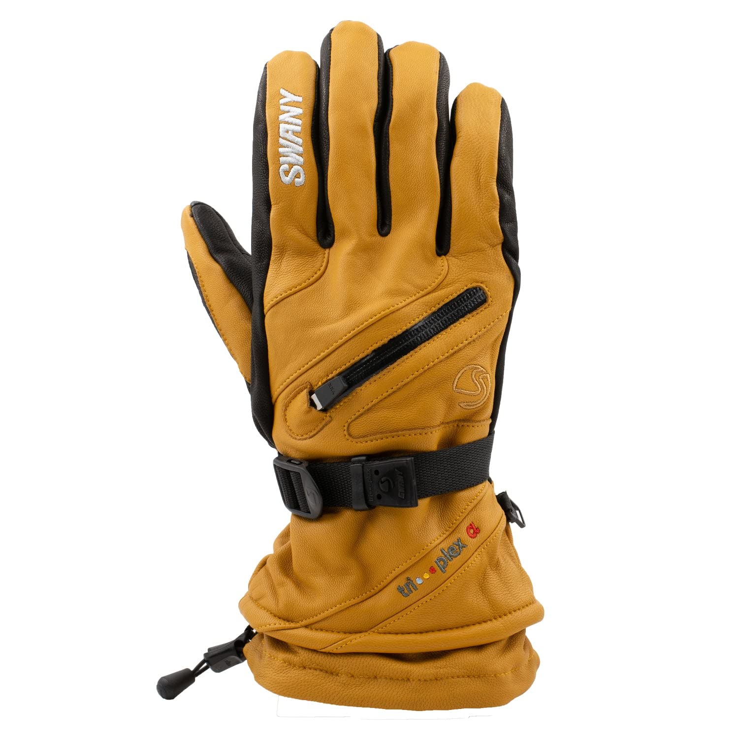 SWANY Men's X-Cell 2.1 Sports Gloves - Moisture-Wicking, Quick-Drying, Warm & Durable Leather Winter Gloves for Skiing, Snowboarding & Outdoor Activities