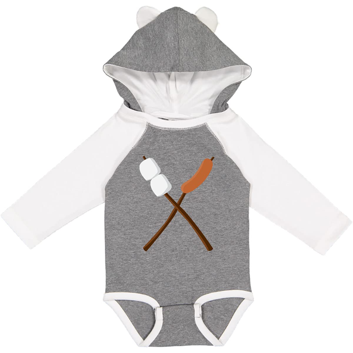 Inktastic Hot Dog on a Stick Camping Long Sleeve Baby Bodysuit - Fun Graphic Onesie for Outdoor Adventures & Family Camping Trips