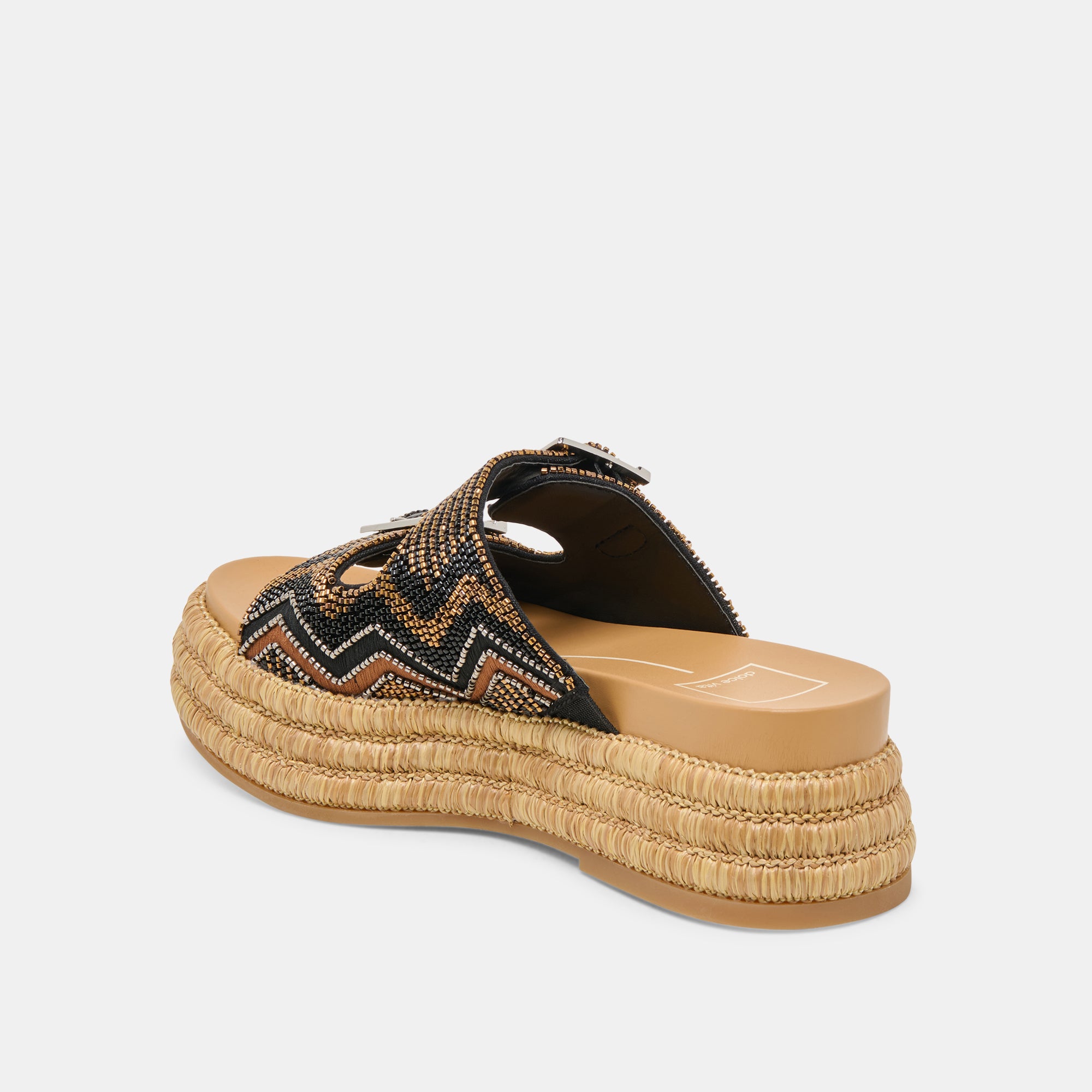 WIXIE Women's Beaded Sandals - Stylish Black Multi Bead Design for Summer, Beach, and Casual Outings
