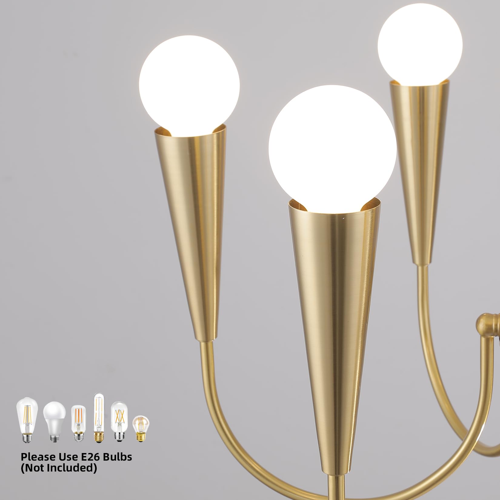 Modern Gold Chandelier - 6-Light Farmhouse Ceiling Fixture for Dining Room, Kitchen, Living Room, Bedroom & Entryway | Elegant Candle-Style Pendant Lighting for Home Decor & Interior Design