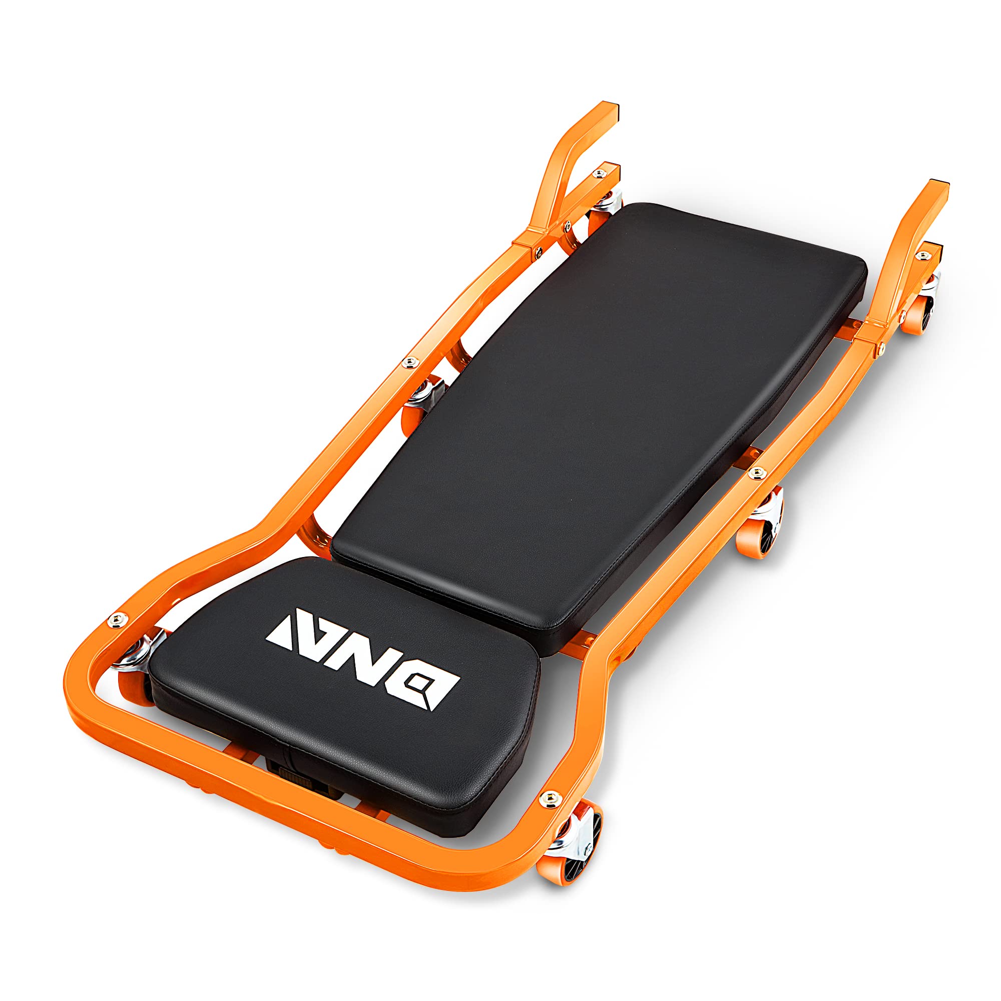 DNA MOTORING TOOLS-00272 Adjustable Rolling Car Creeper with 3-Level Headrest & 6 Heavy-Duty Casters - 300lbs Weight Capacity (Orange) - Perfect for Auto Repair, Oil Changes & Under Vehicle Maintenance