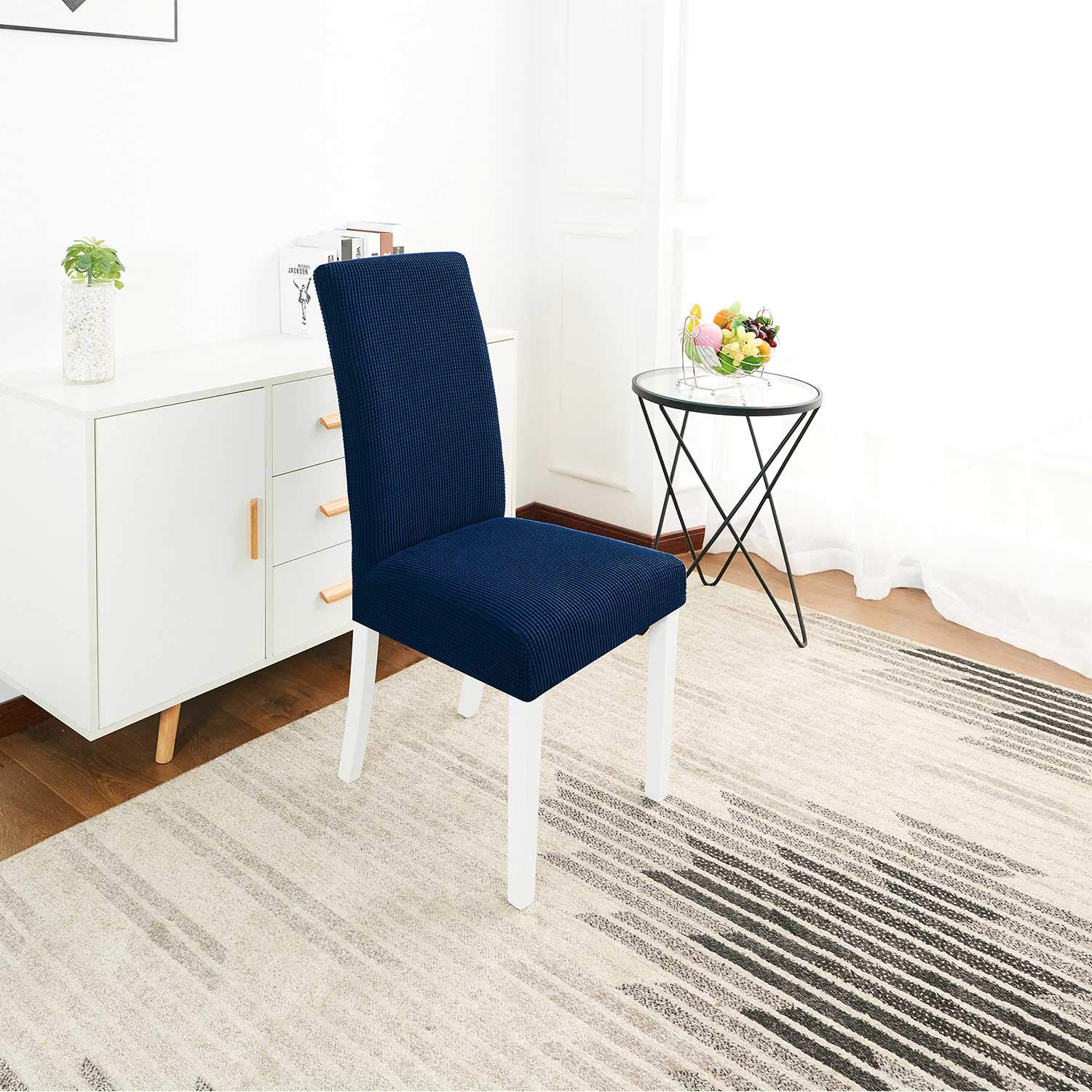Stretch Spandex Dining Chair Covers - Dark Blue Set of 4 - Washable Slipcovers for Home, Restaurant & Event Decor - Perfect for Weddings, Parties & Everyday Use
