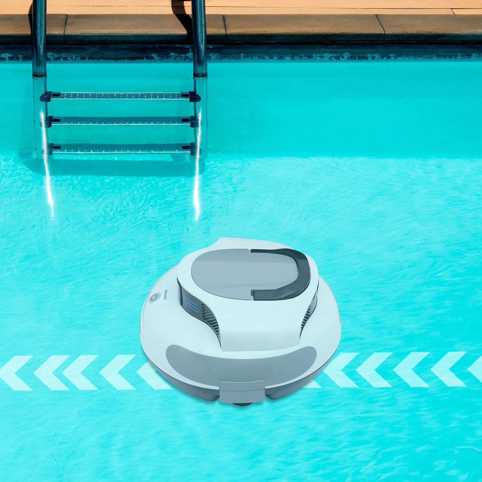 CNCEST 75-Minute Cordless Robotic Pool Vacuum Cleaner with Dual Brushless Motor | IPX8 Waterproof Automatic Pool Cleaner for In-Ground & Above-Ground Pools | Ideal for Flat Bottom Pools, Daily Maintenance & Seasonal Cleaning