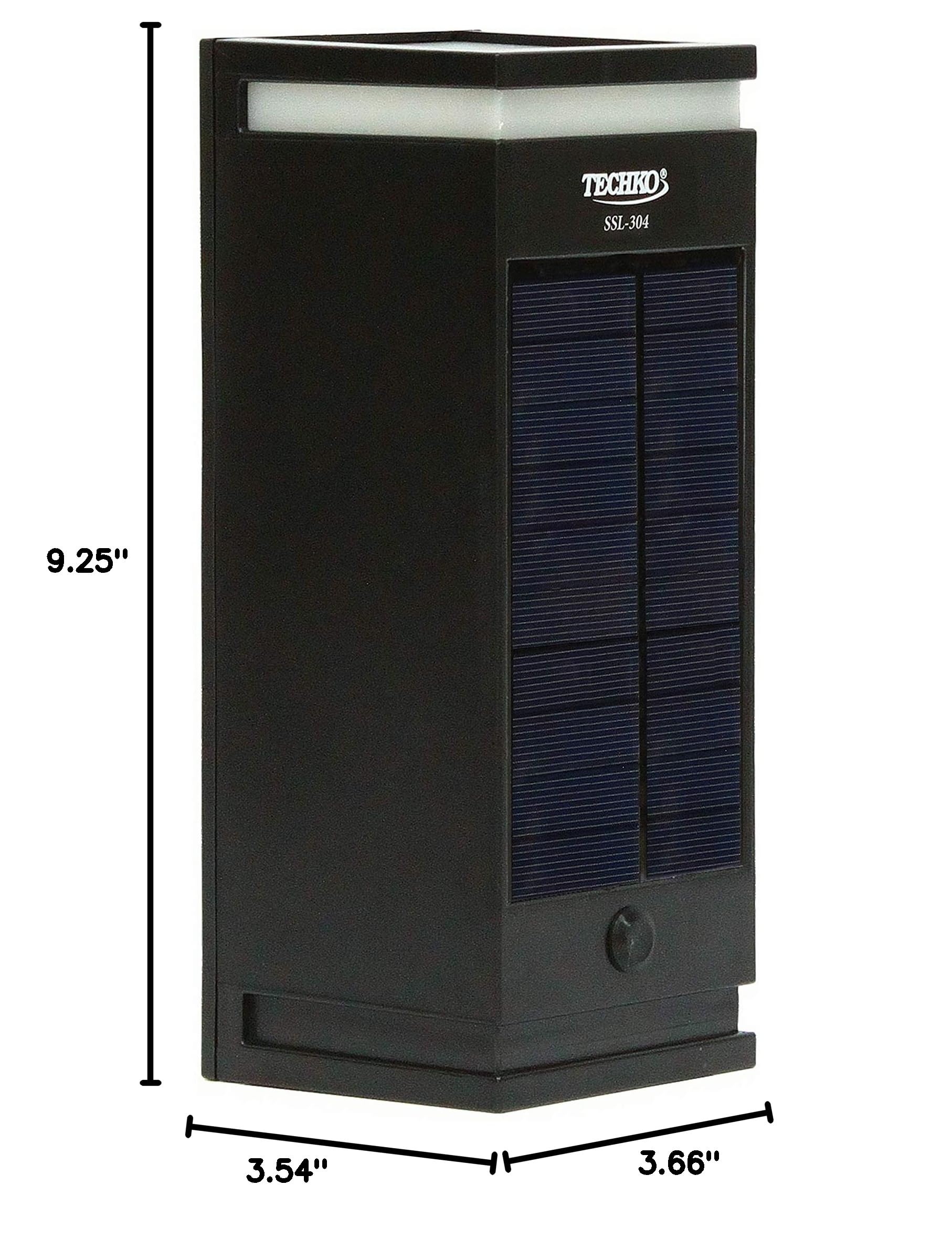 Techko Outdoor Solar Lights Wall Sconce - Single-Directional Modern Contemporary Design, Waterproof IP65, 12+ Hours Battery Life [1-Pack Black] - Perfect for Patio, Garden, Pathway, and Porch Lighting