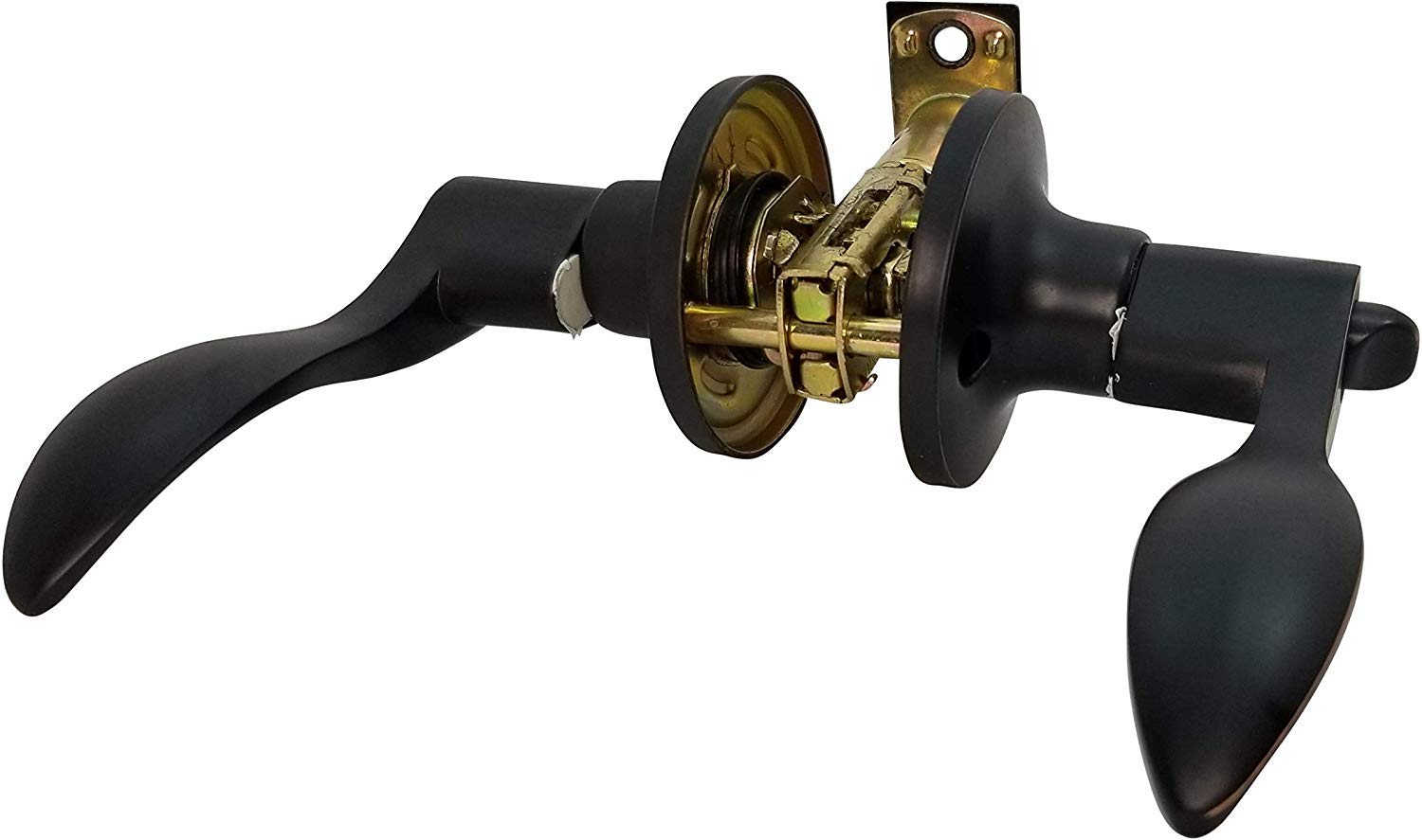 Wave Style Oil-Rubbed Bronze Privacy Bedroom & Bathroom Door Lock Lever Handle - Perfect for Home, Office, and Hotel Interior Doors (LH)