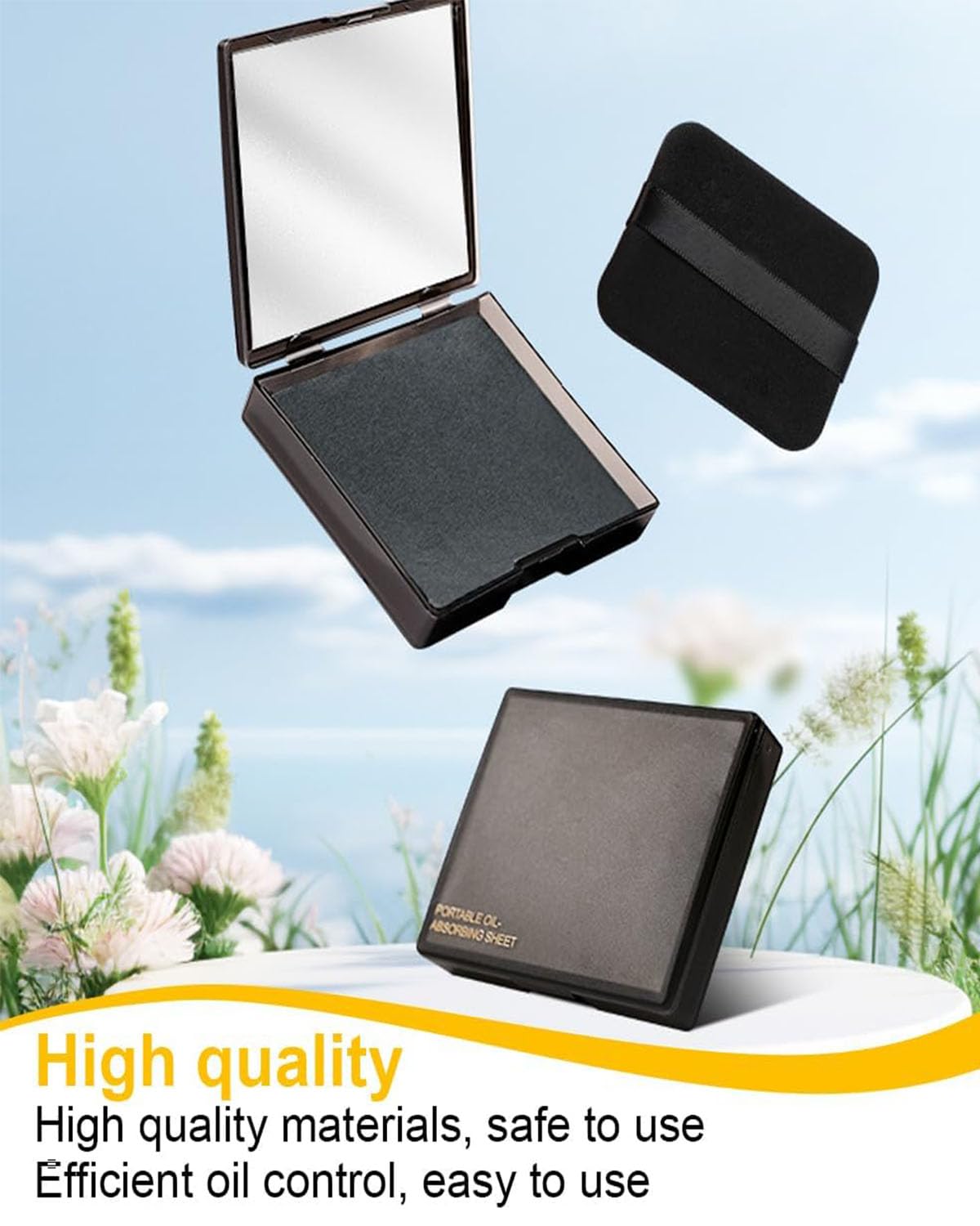 300PCS Oil Absorbing Sheets for Face - Natural Blotting Paper for Oily Skin, with Built-In Mirror & Powder Puff - Perfect for On-the-Go Shine Control at Work, Gym or Travel (Men & Women)