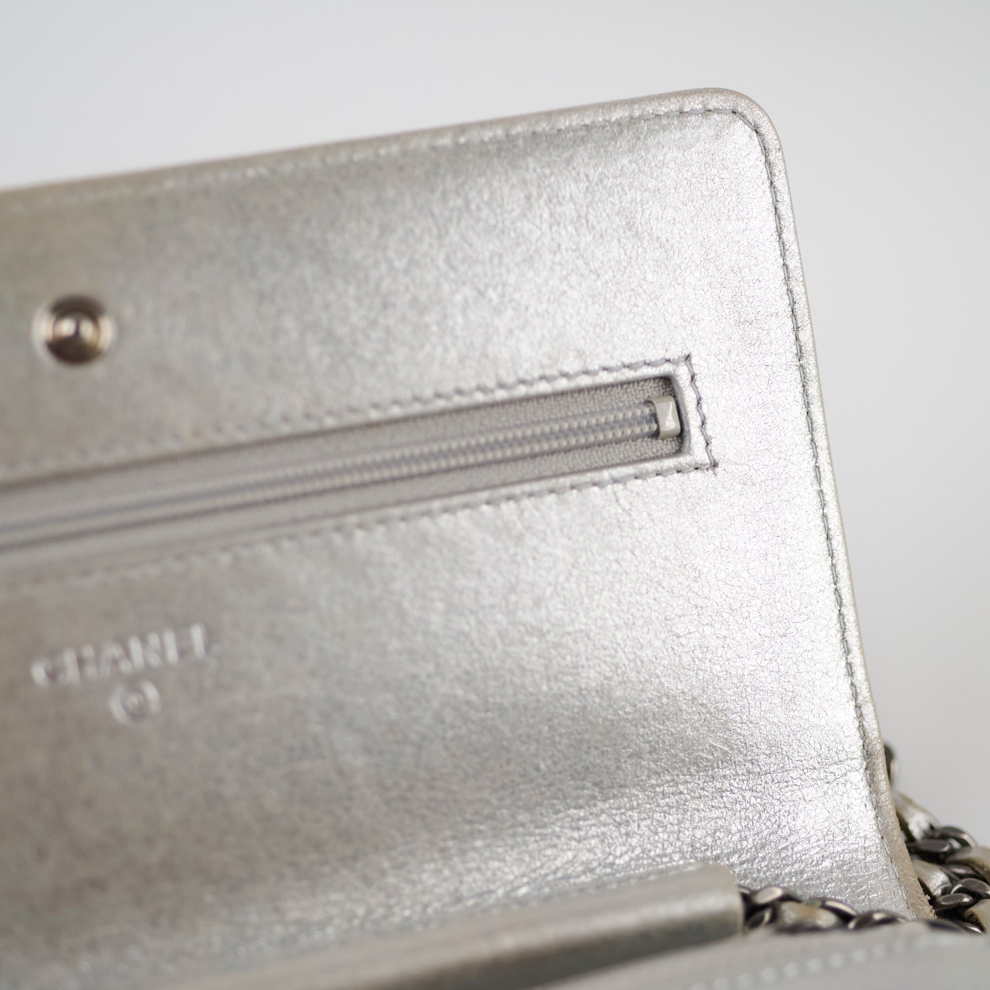 Chanel Metallic Chevron Wallet On Chain WOC Bag 22 Series - Luxury Crossbody Purse for Women, Perfect for Parties & Evening Events