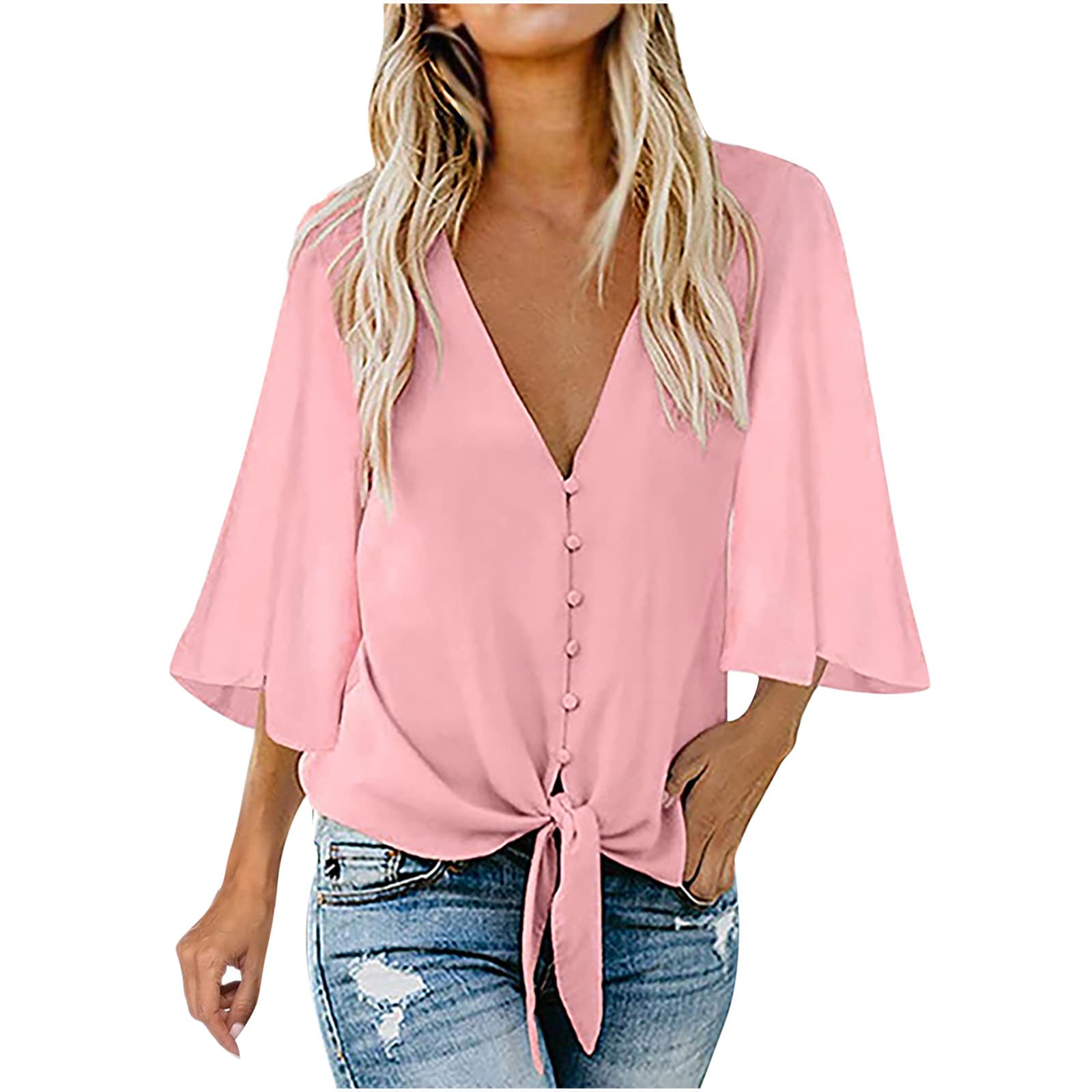 AOOCHASLIY Women's Summer Tunic Tops - Short Sleeve Plus Size Blouses & Casual Shirts for Everyday Wear, Office & Outdoor Activities