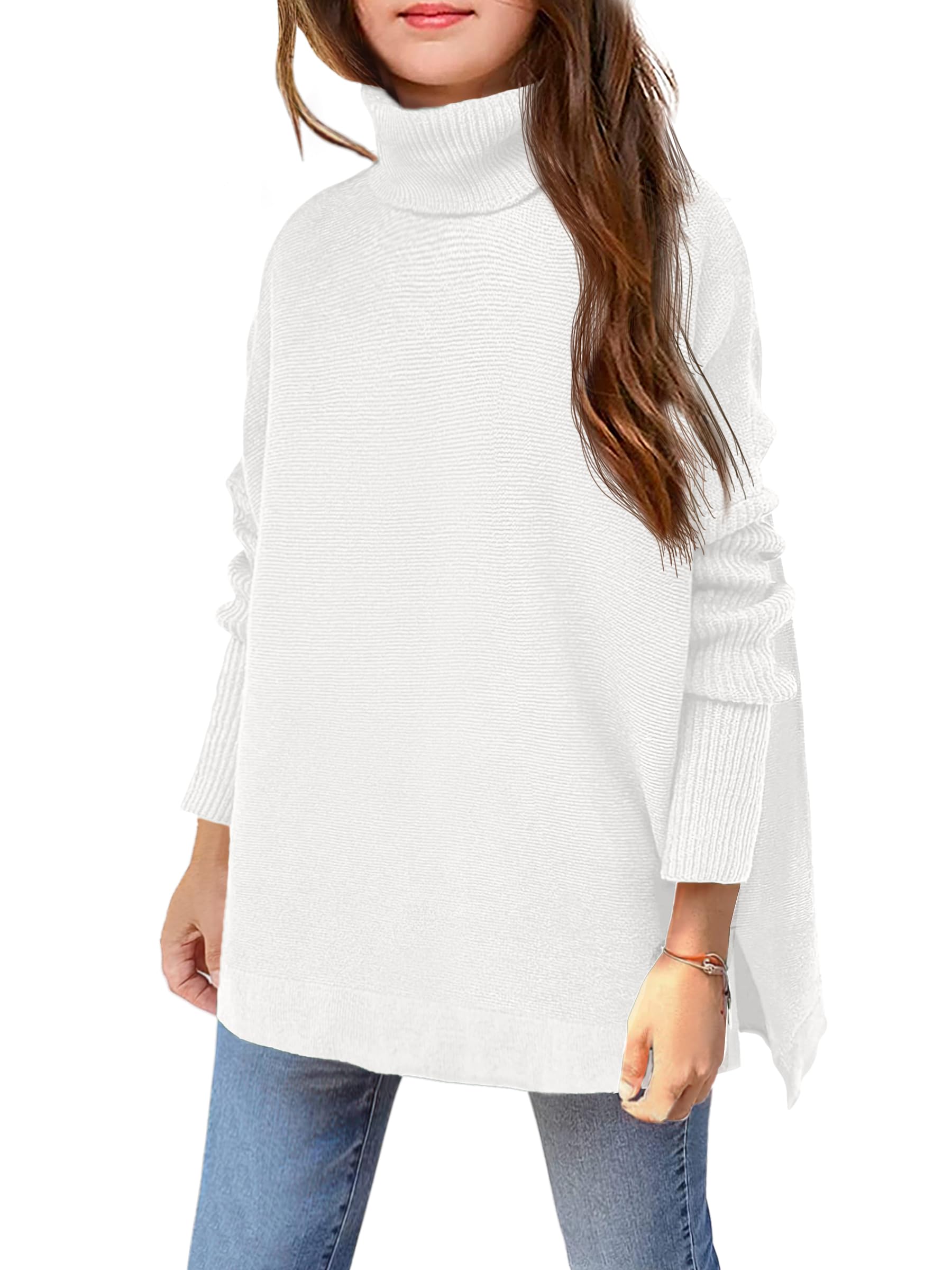 Arshiner Girls Chunky Knit Turtleneck Sweater - Long Sleeve Pullover Jumper Top for Kids | Warm Winter Wear for School, Playdates & Holiday Outfits
