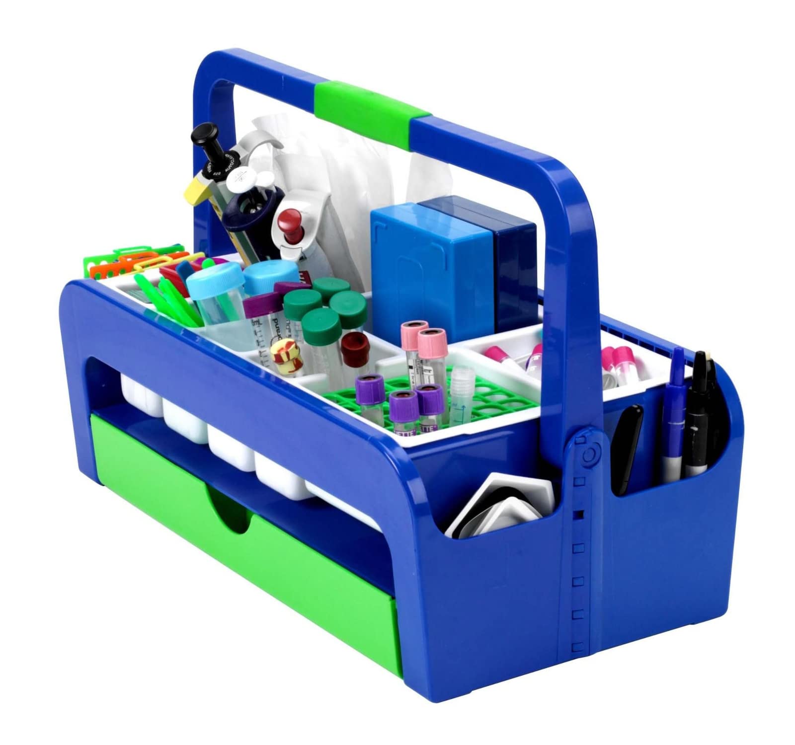 Lightweight Phlebotomy Tray Tote with Drawer & Folding Handle | Disposable Inserts Included | Perfect for Blood Draws, Medical Labs & Mobile Healthcare Services