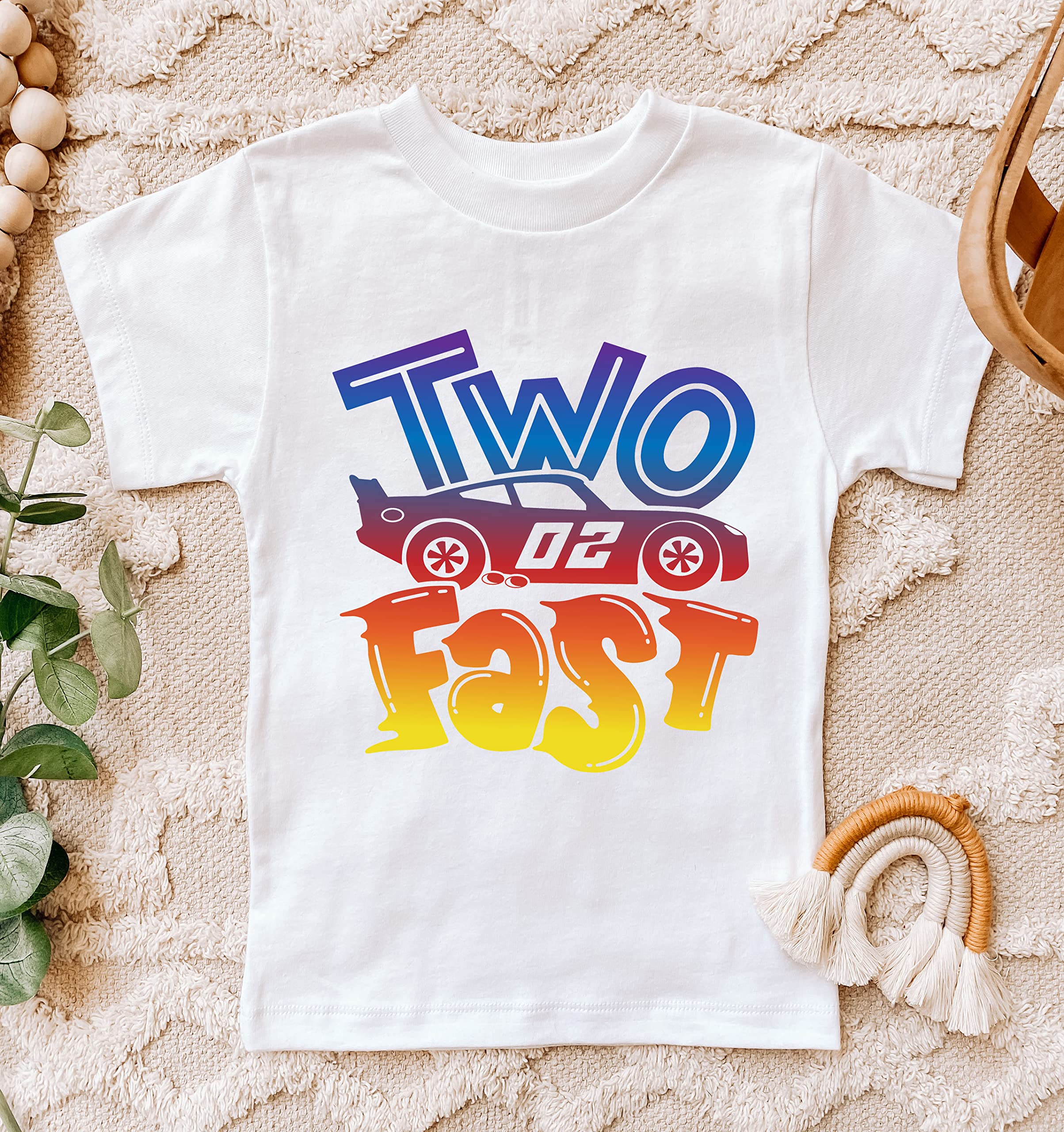 Two Fast Birthday T-Shirt for Boys - 2nd Birthday Race Car Themed Party Outfit (3T) | Perfect for Birthday Celebrations, Photo Shoots & Car-Themed Events